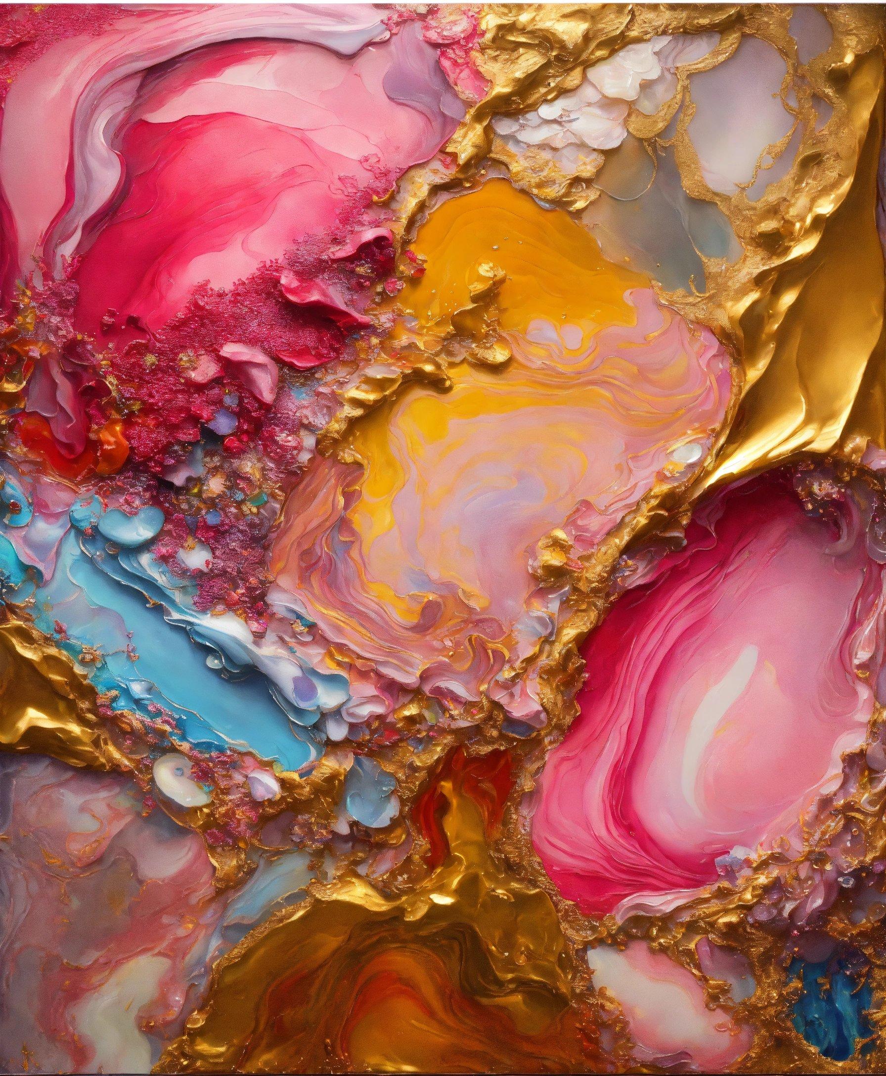 A Close Up Of A Painting With Different Colors