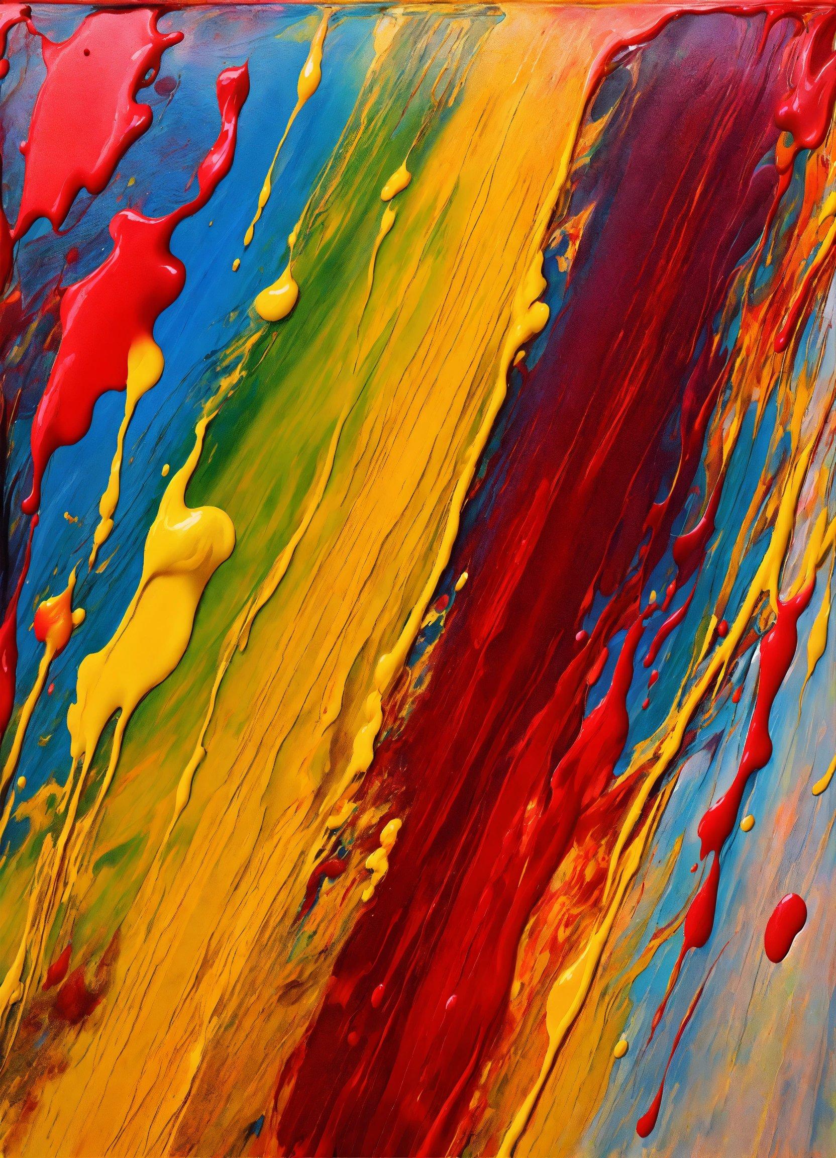 A Close Up Of A Painting With Paint Drops On It