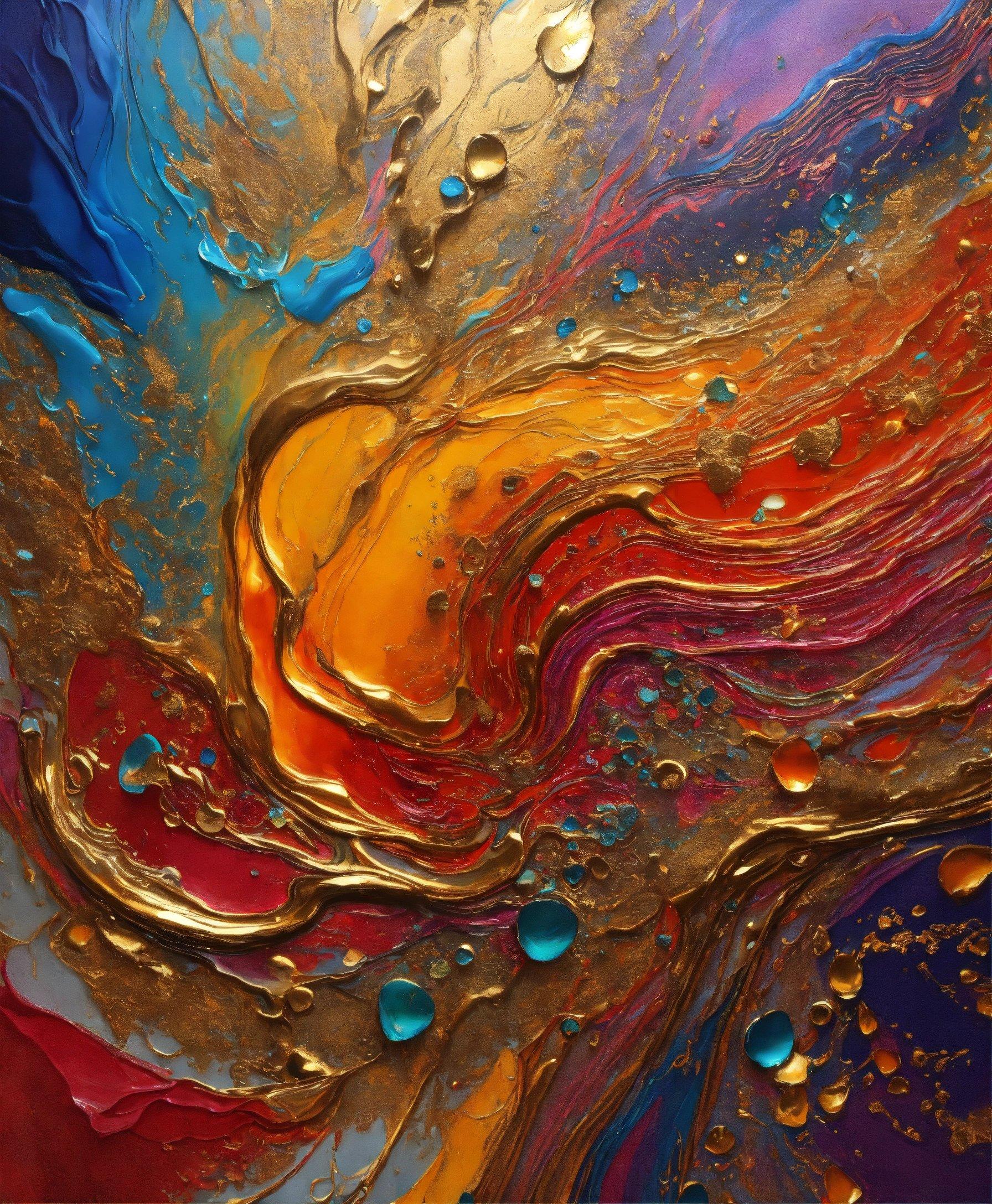 A Close Up Of A Painting With Water Drops