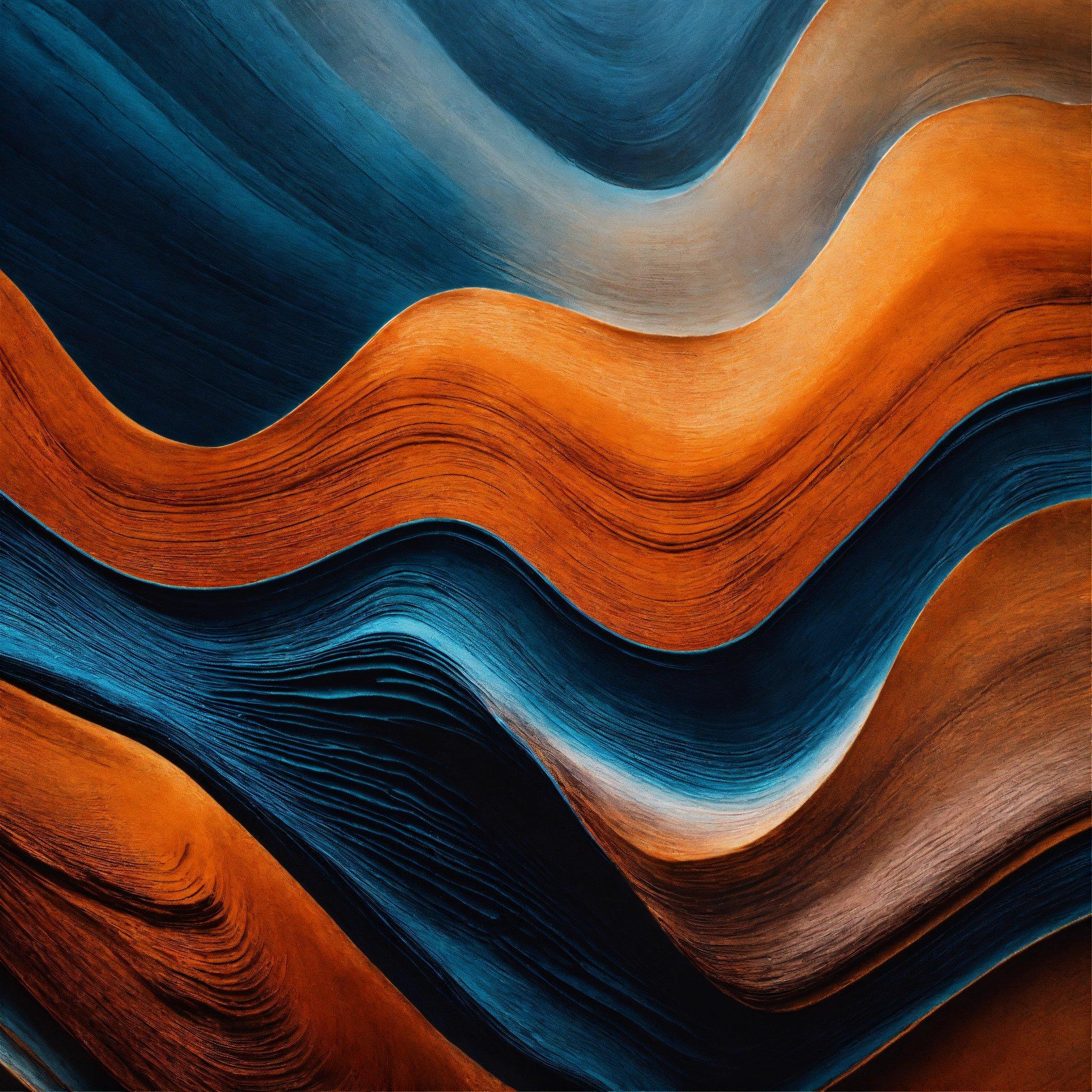 A Close Up Of A Painting With Wavy Lines