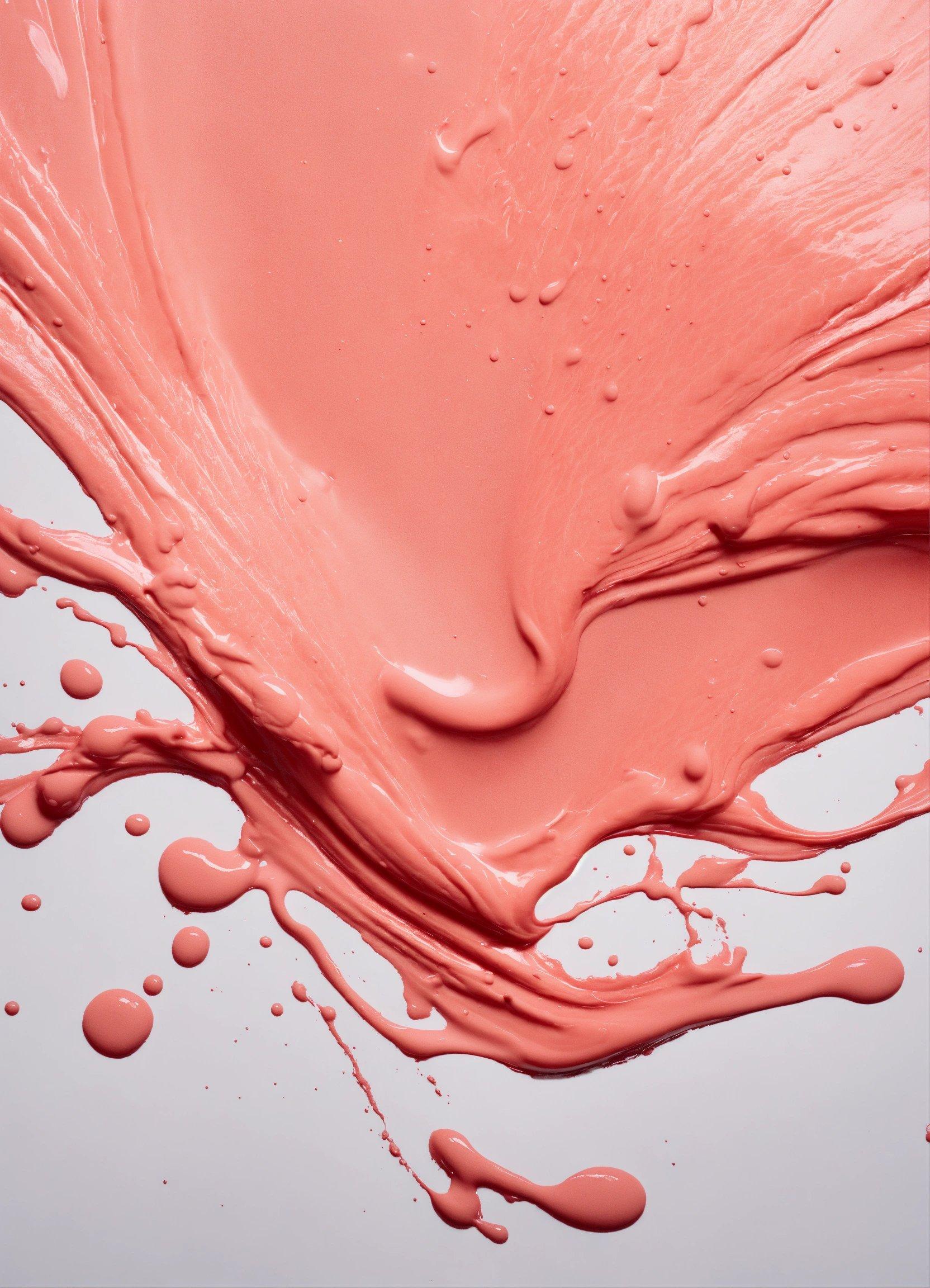 A Close Up Of A Pink Liquid With Drops Of Water