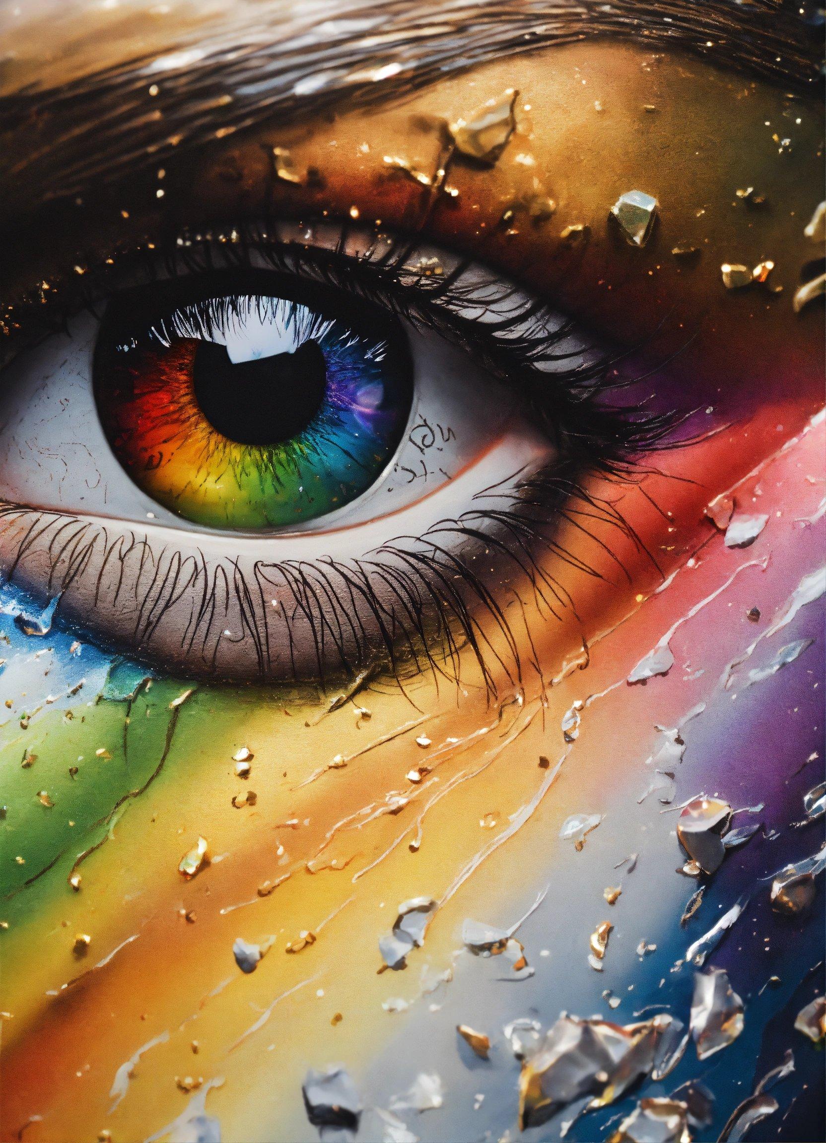 A Close Up Of A Rainbow Colored Eye