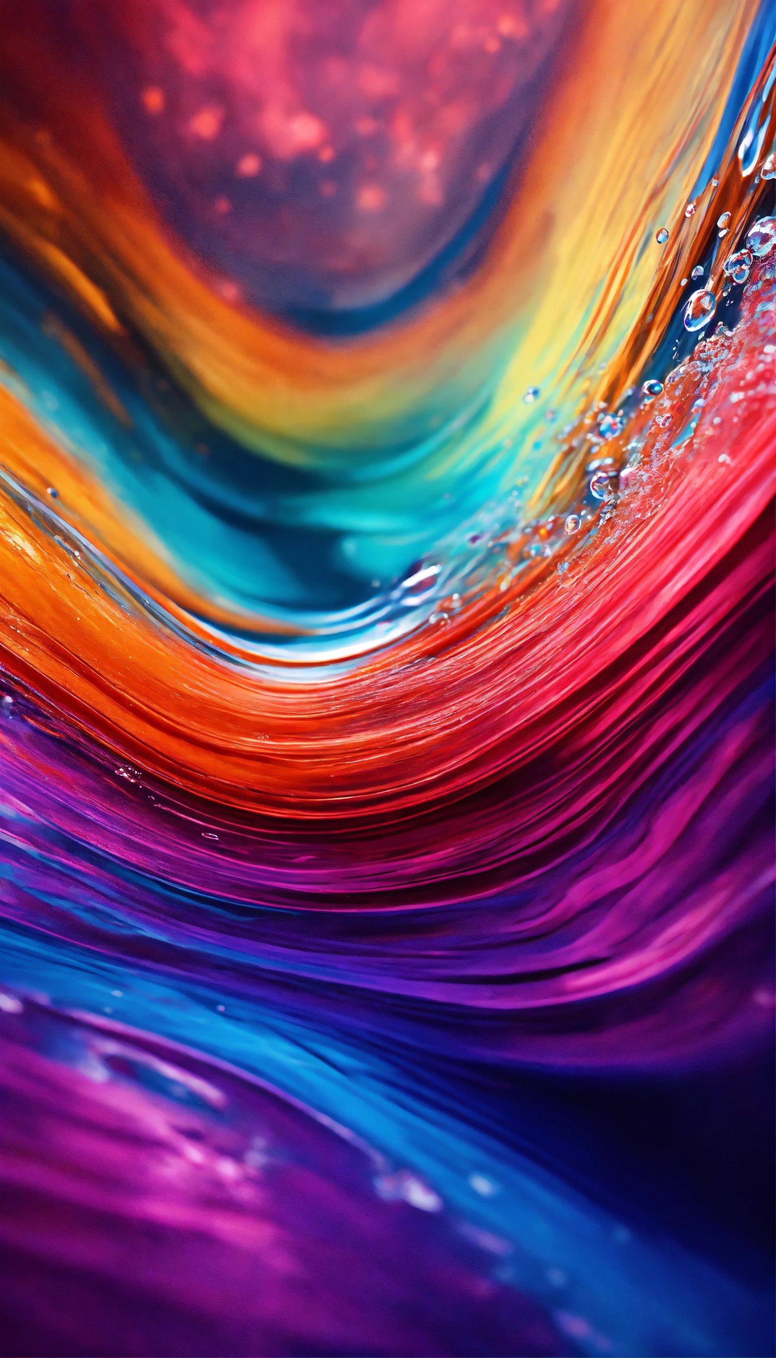 A Close Up Of A Rainbow Colored Wave Of Water