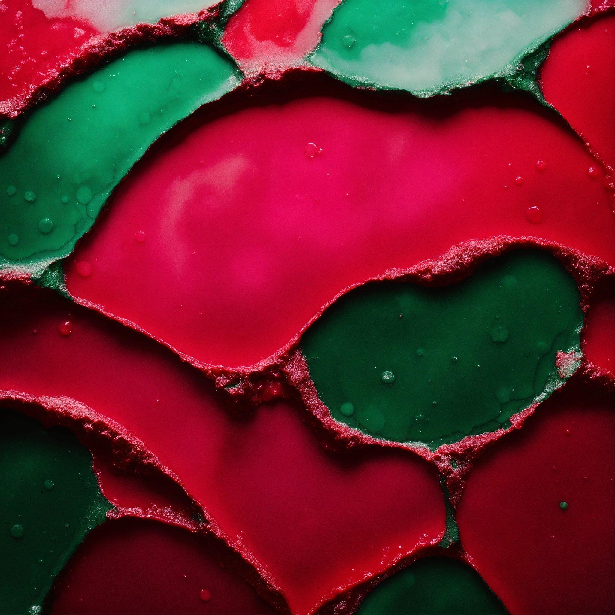 A Close Up Of A Red And Green Surface