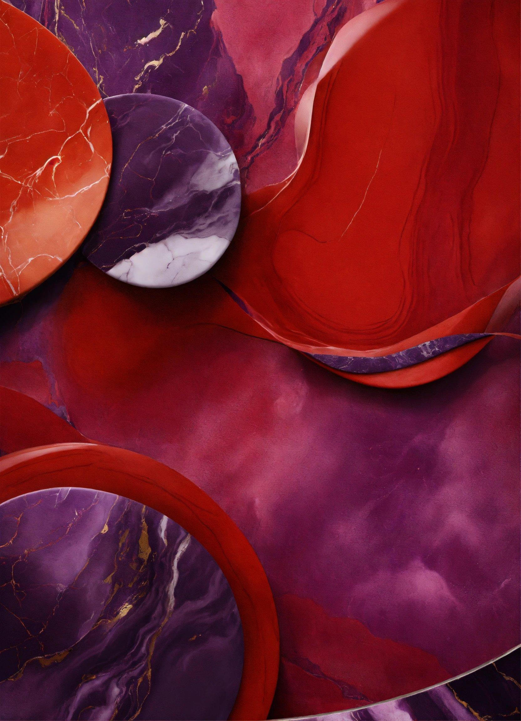 A Close Up Of A Red And Purple Abstract Painting