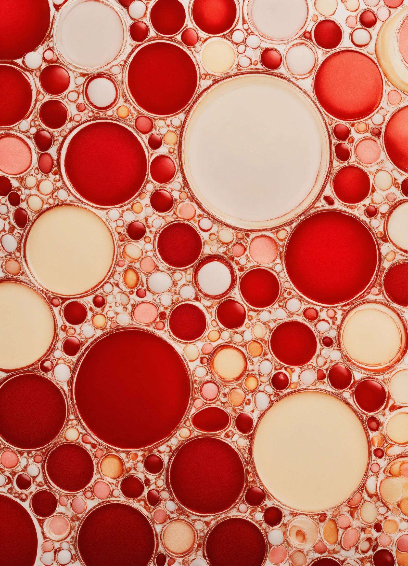 A Close Up Of A Red And White Background With Circles