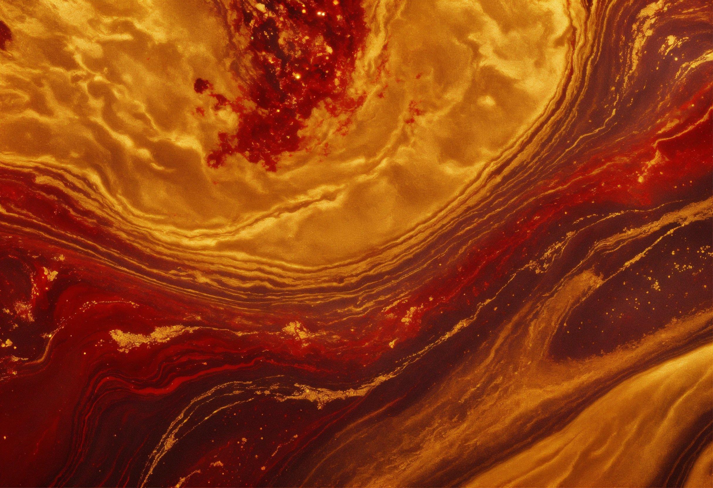 A Close Up Of A Red And Yellow Swirl