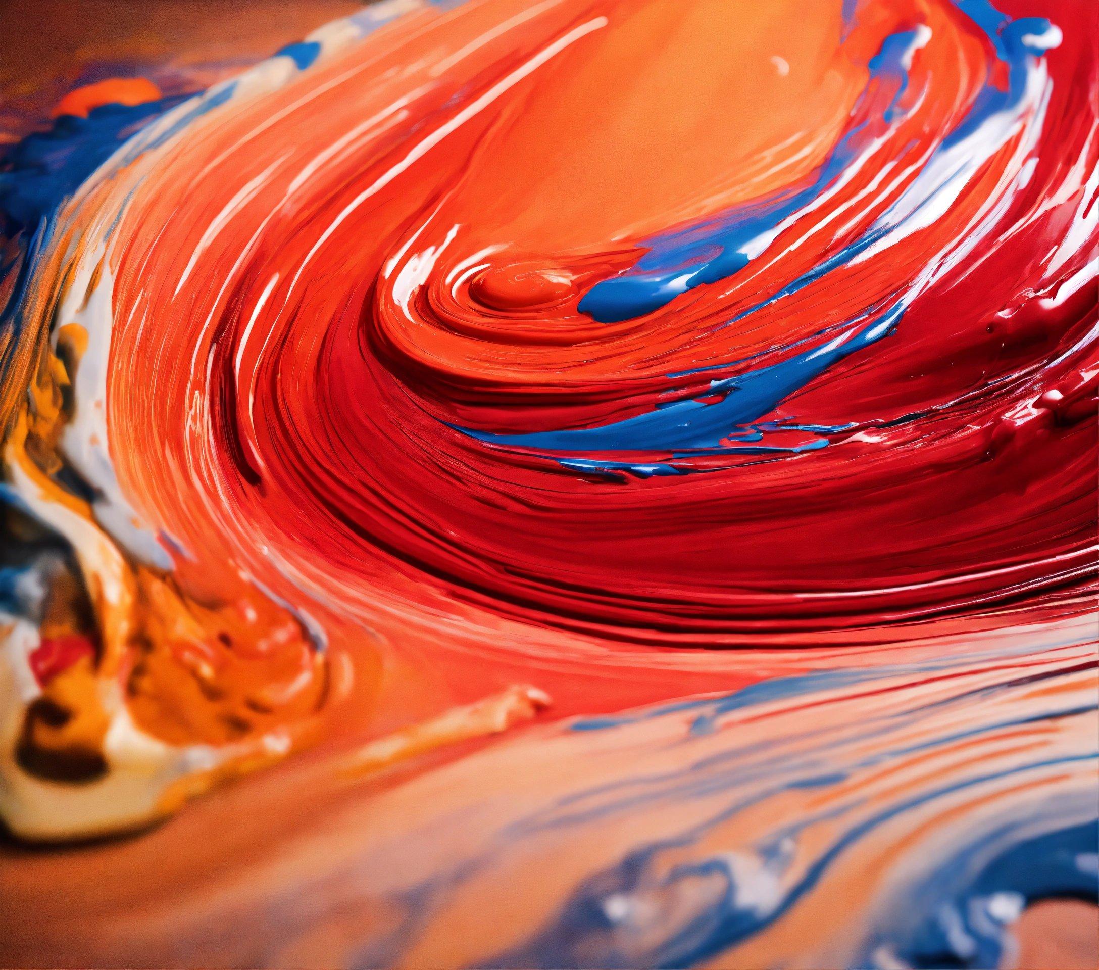 A Close Up Of A Red, White And Blue Painting