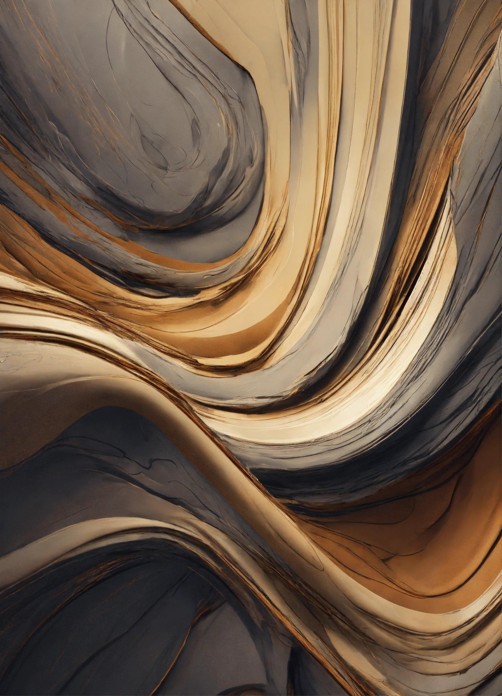 A Close Up Of An Abstract Painting With Wavy Lines