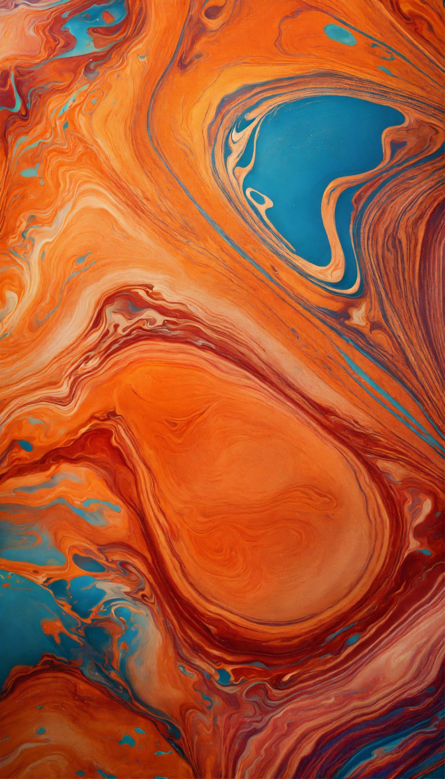 A Close Up Of An Orange And Blue Liquid