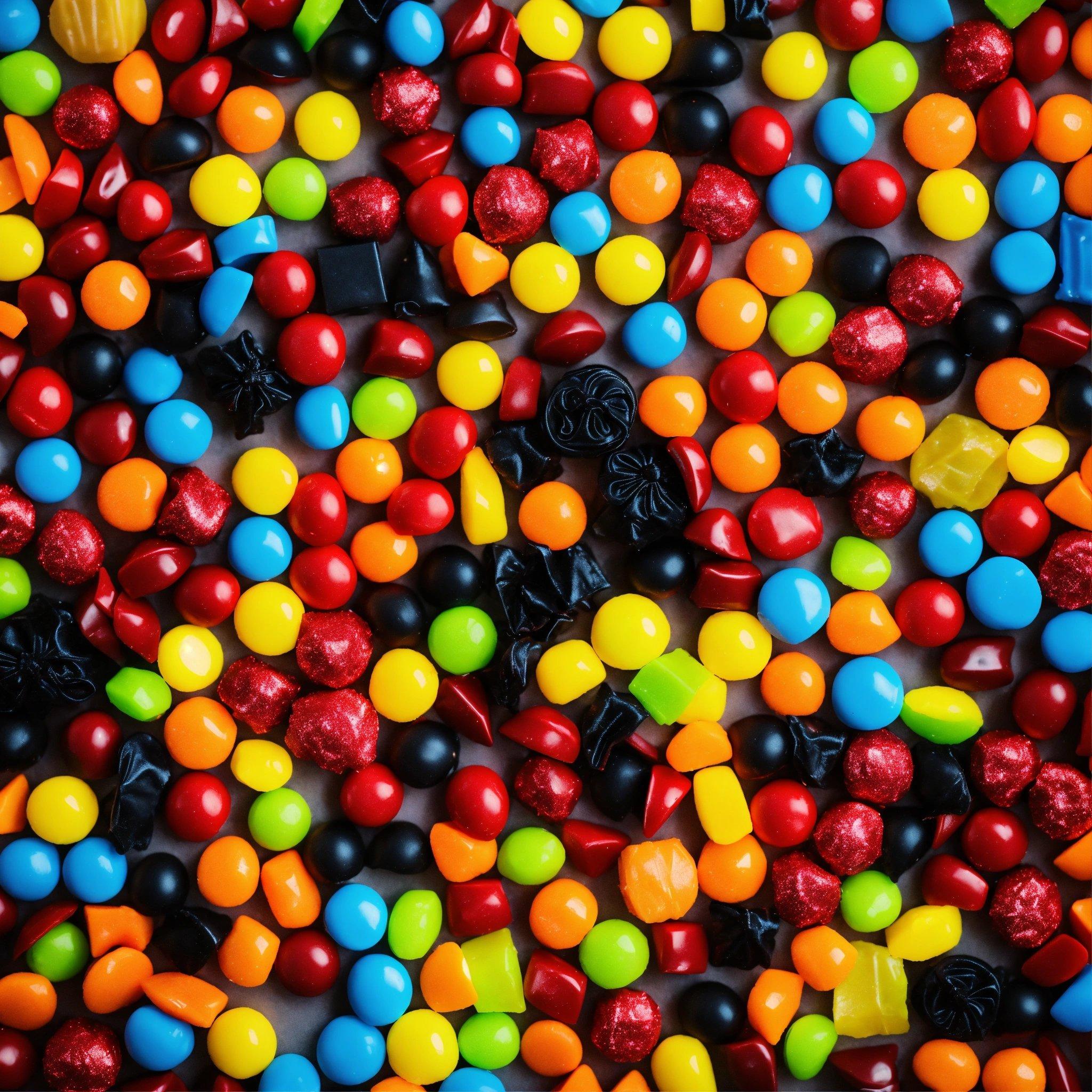 A Close Up Of Many Different Colored Candies