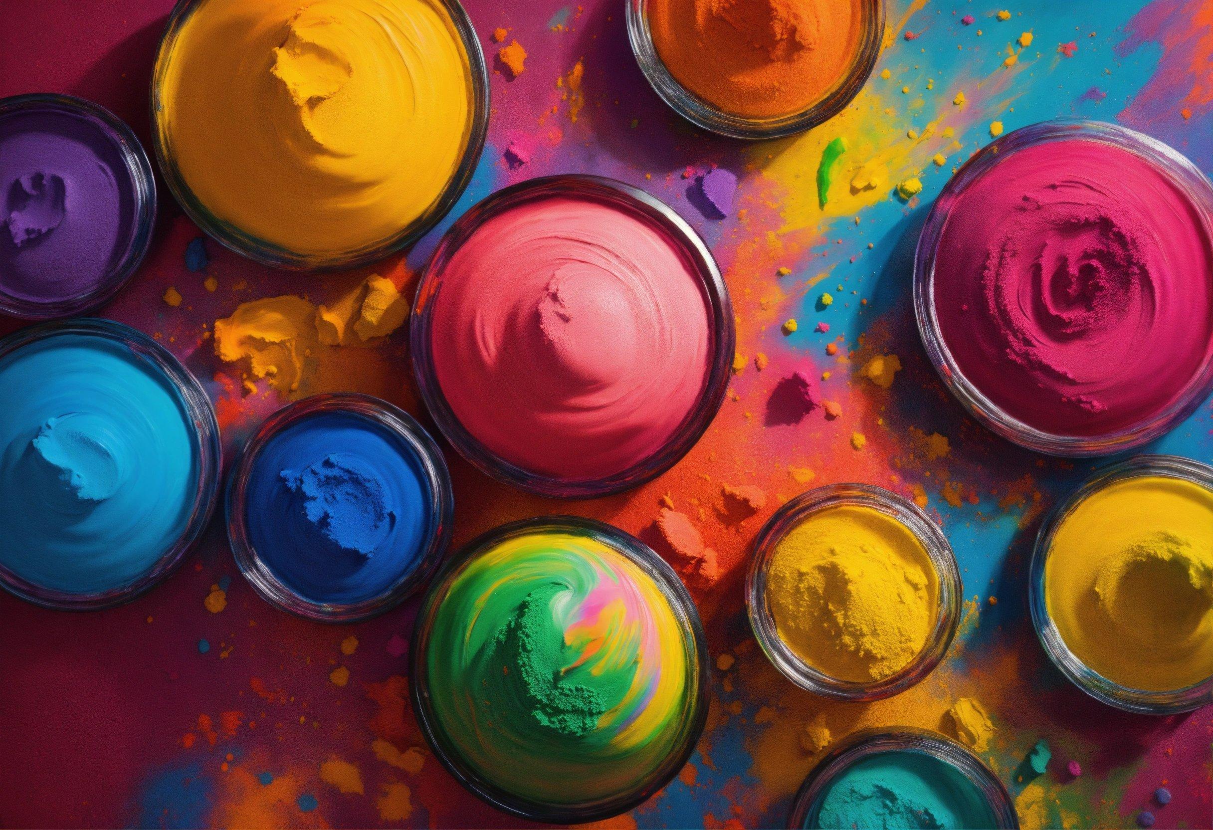 A Close Up Of Many Different Colors Of Paint