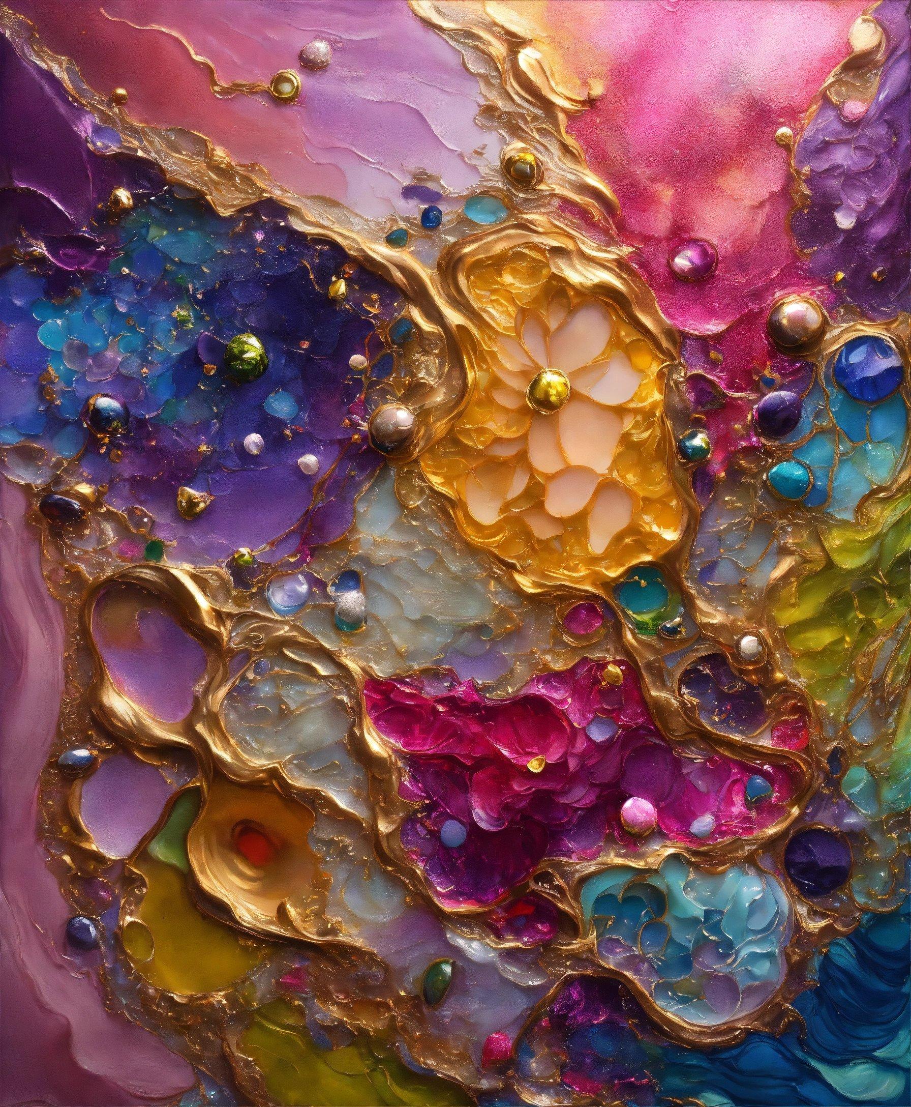 A Close Up Picture Of A Colorful Painting