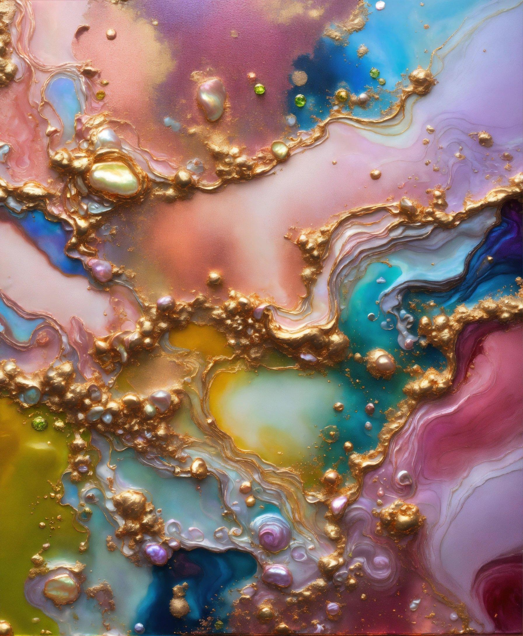 A Close Up Picture Of A Liquid Painting