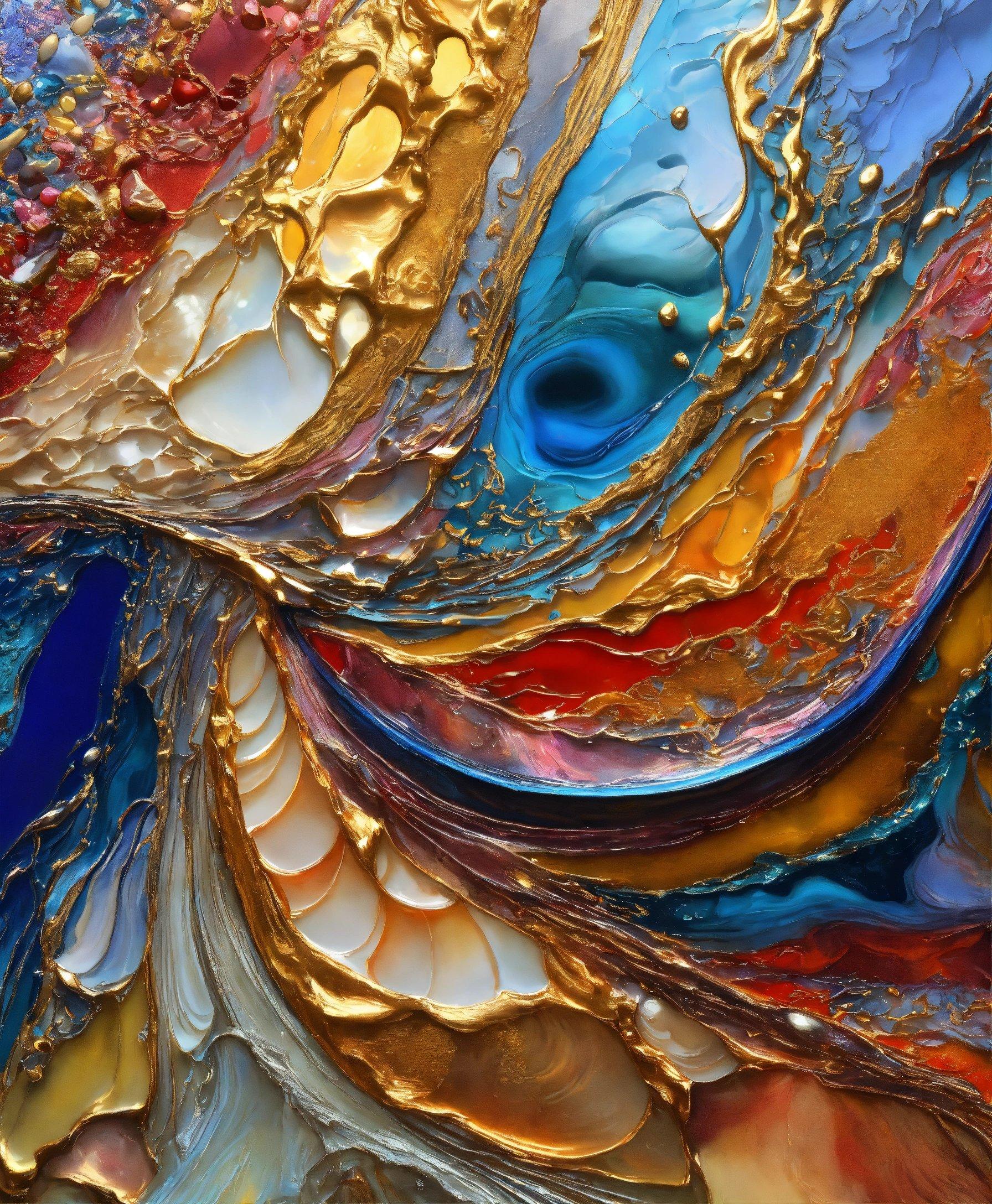 A Close Up View Of A Colorful Abstract Painting