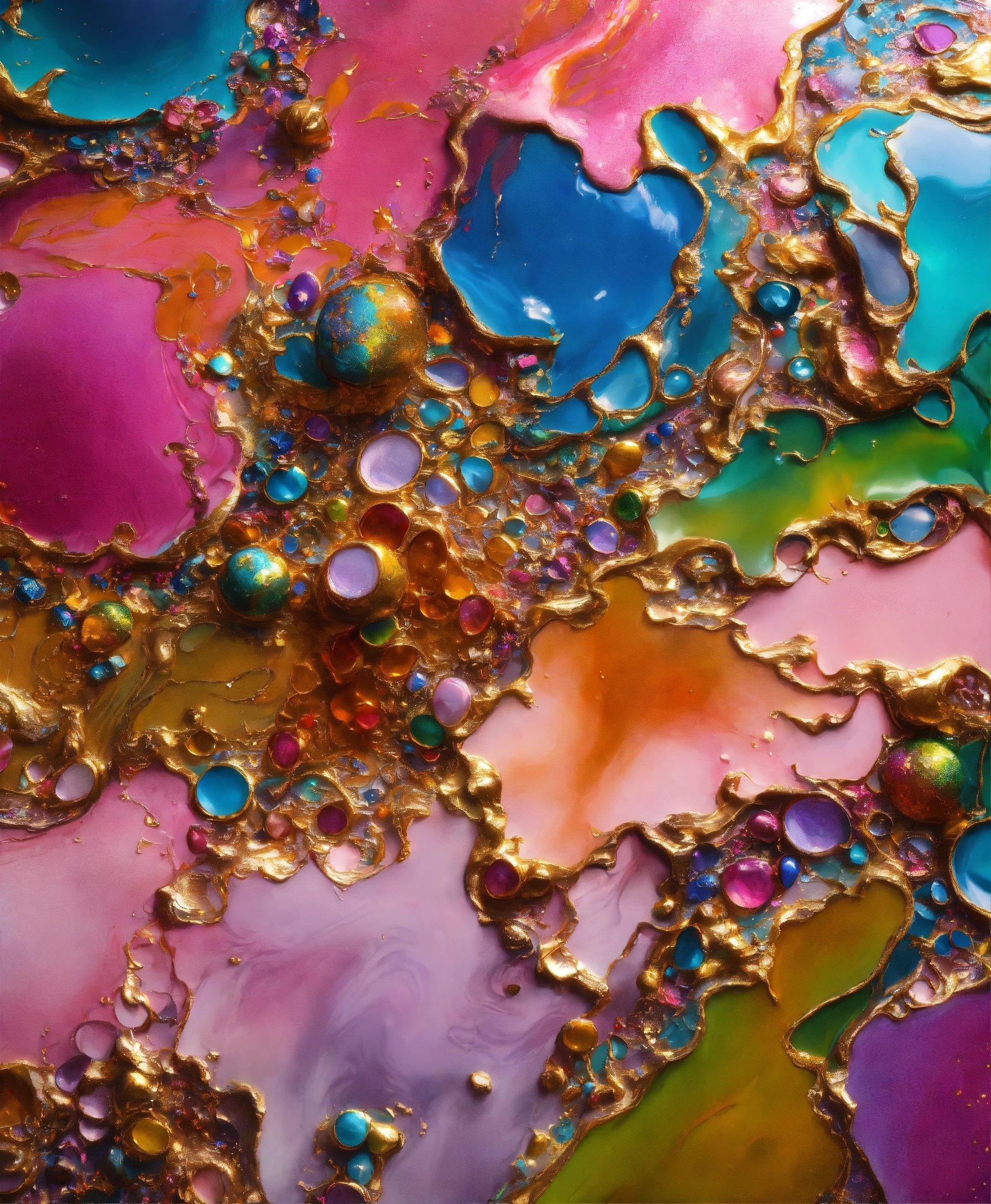 A Close Up View Of A Colorful Substance