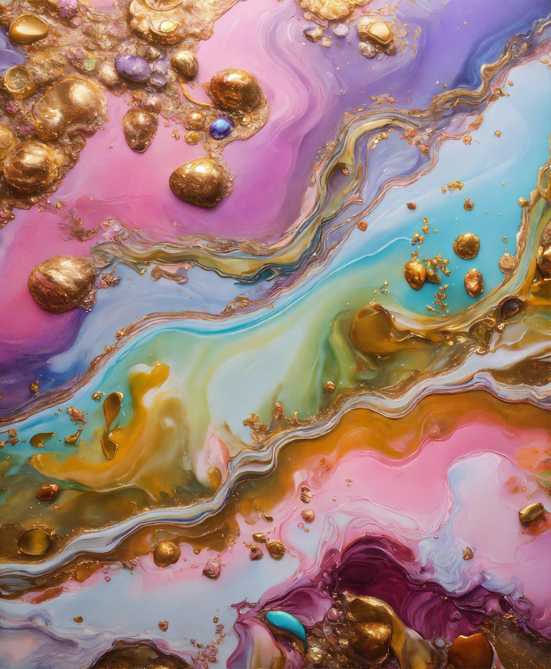 A Close Up View Of A Fluid Painting