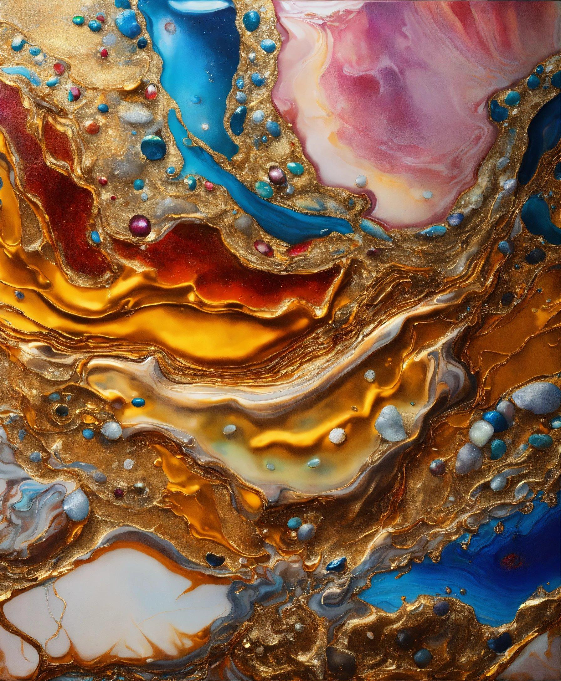 A Close Up View Of A Liquid Painting