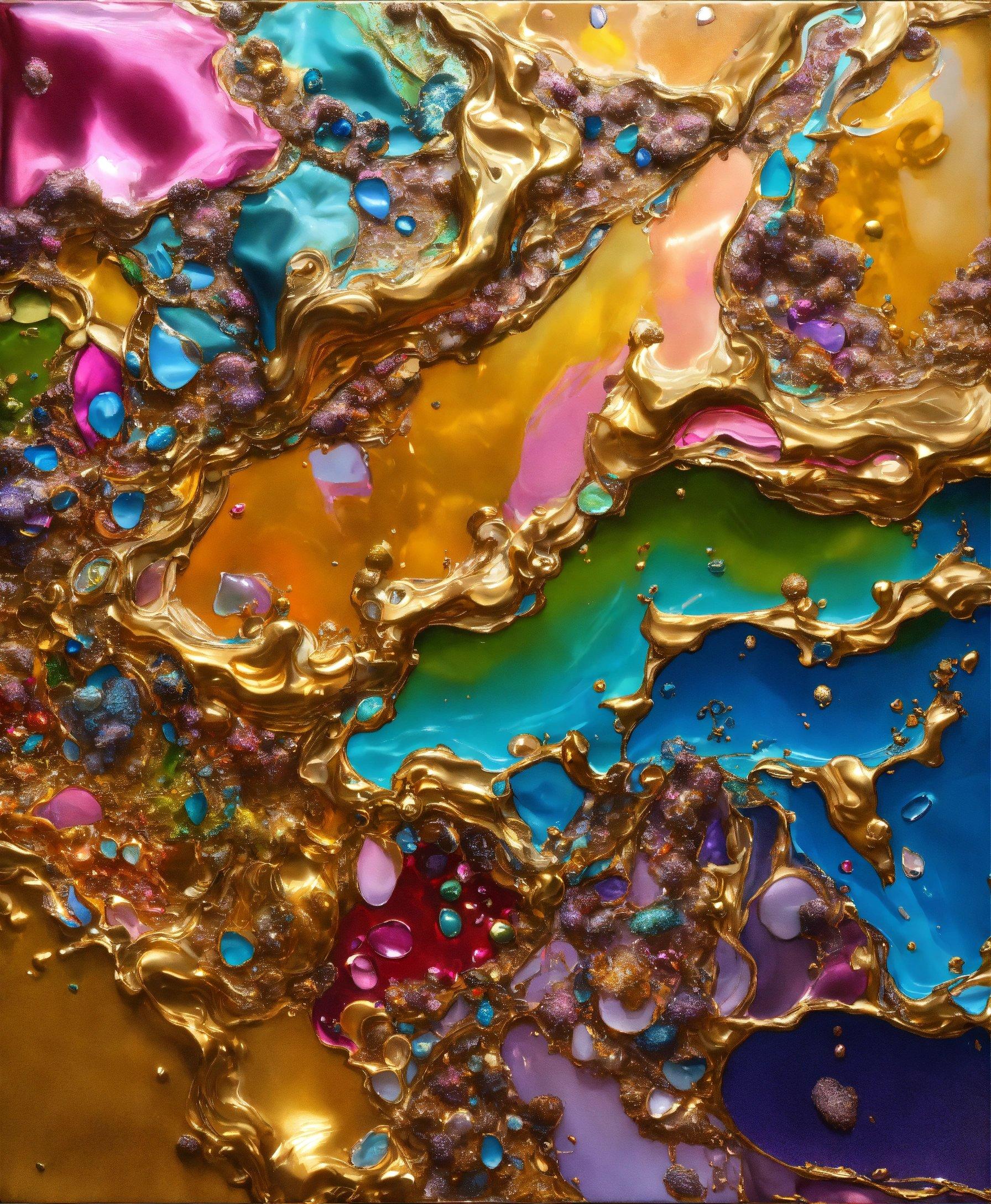 A Close Up View Of A Multicolored Abstract Painting