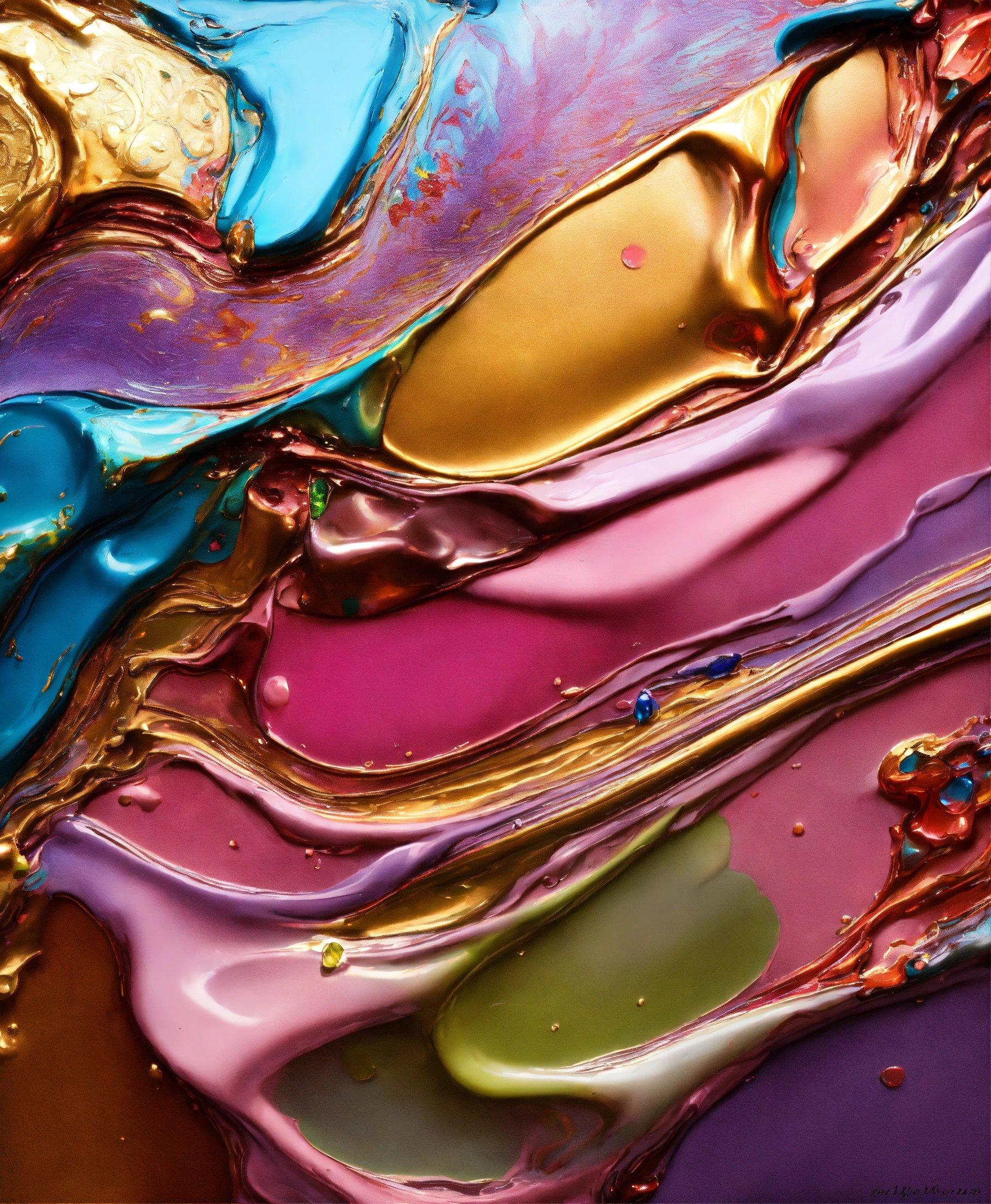 A Close Up View Of Colorful Paint On A Surface