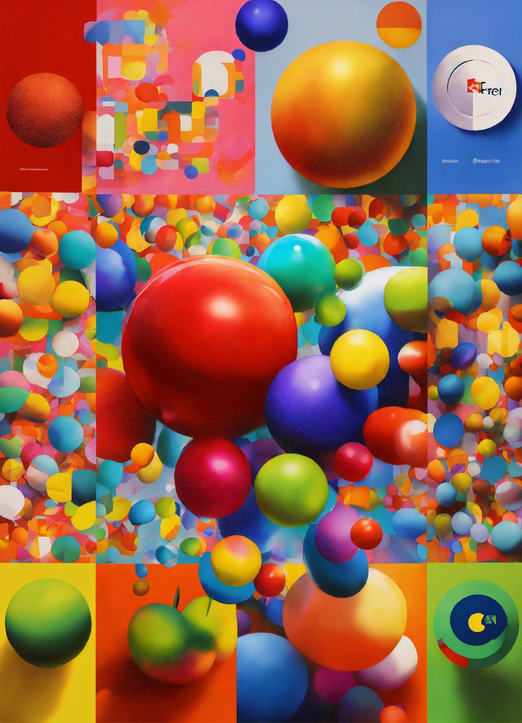 A Collage Of Different Colored Balls And Shapes