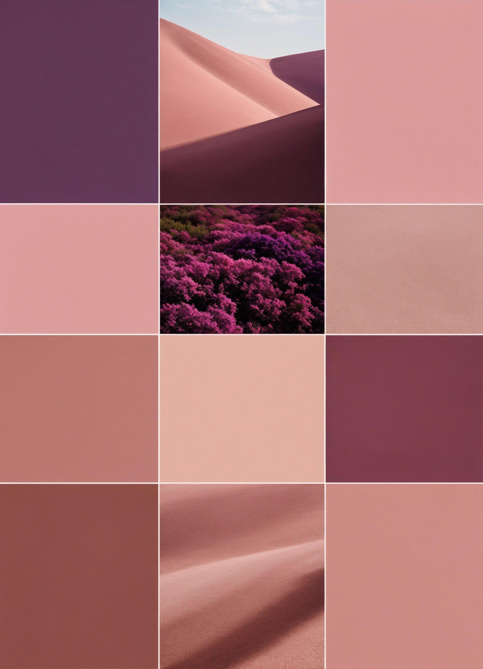 A Collage Of Different Shades Of Pink And Purple