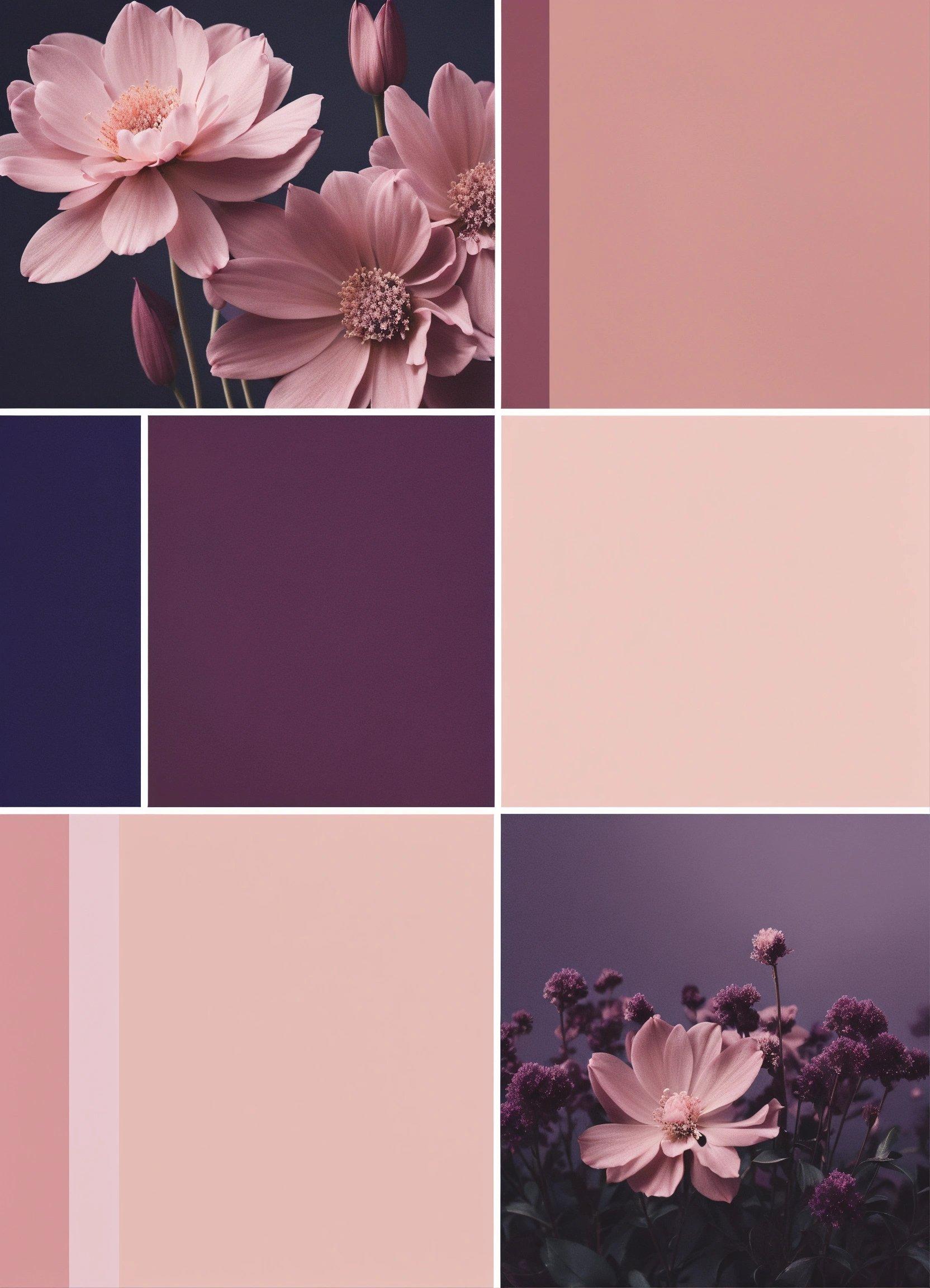 A Collage Of Pink And Purple Flowers