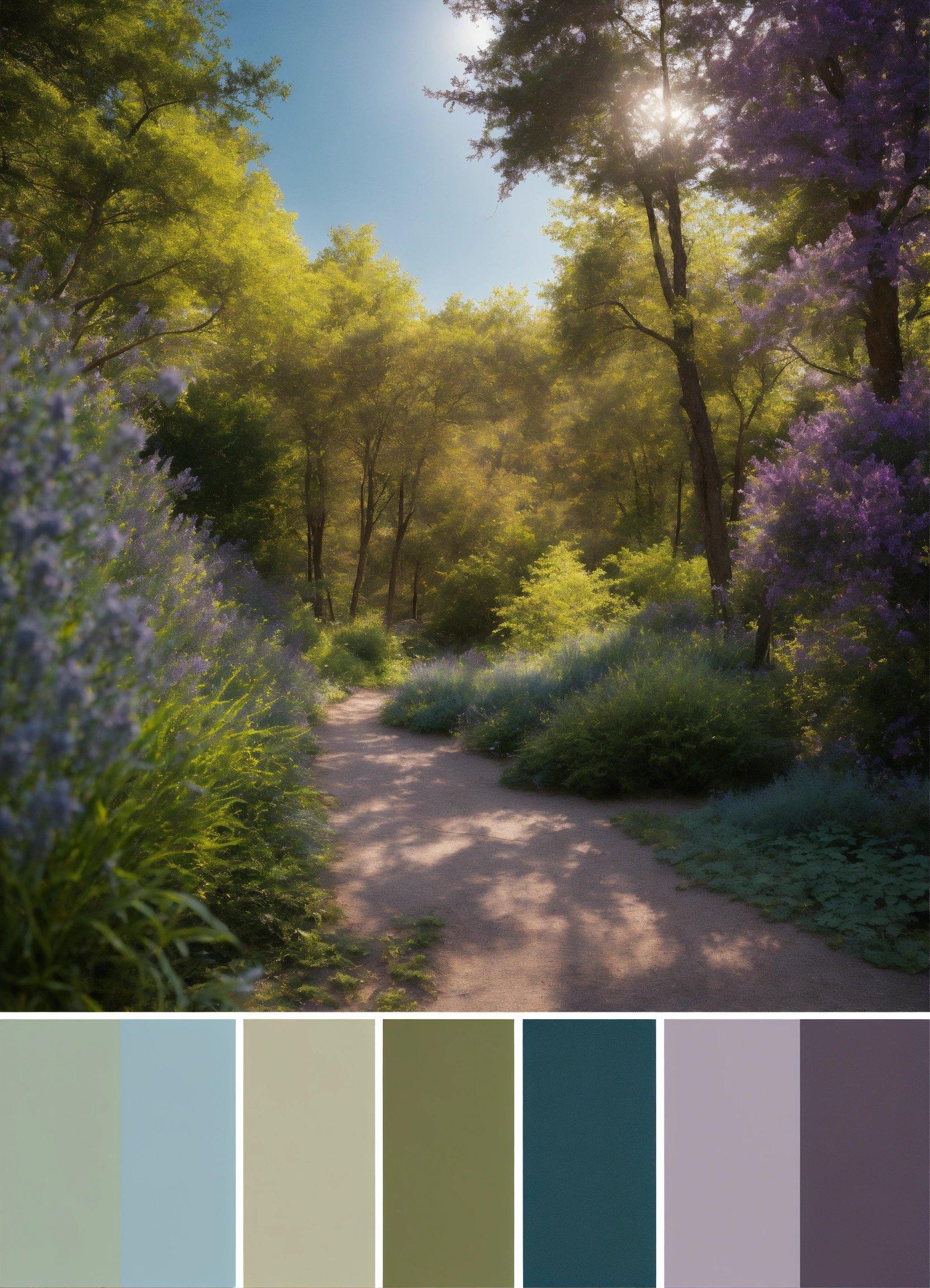 A Color Palette With A Path In The Woods