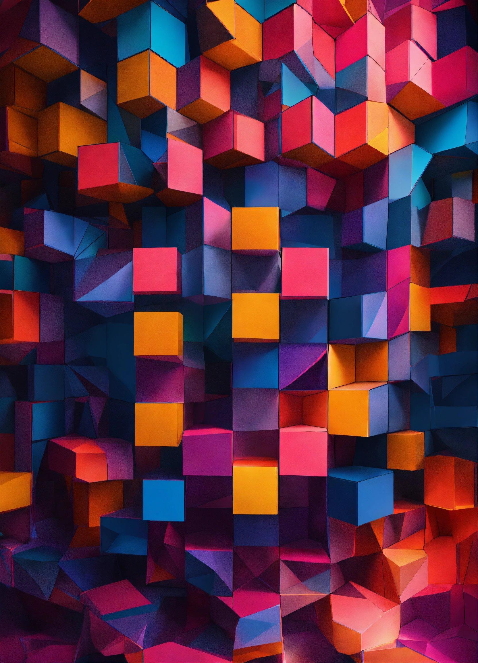 A Colorful Abstract Background Of Cubes Of Different Colors