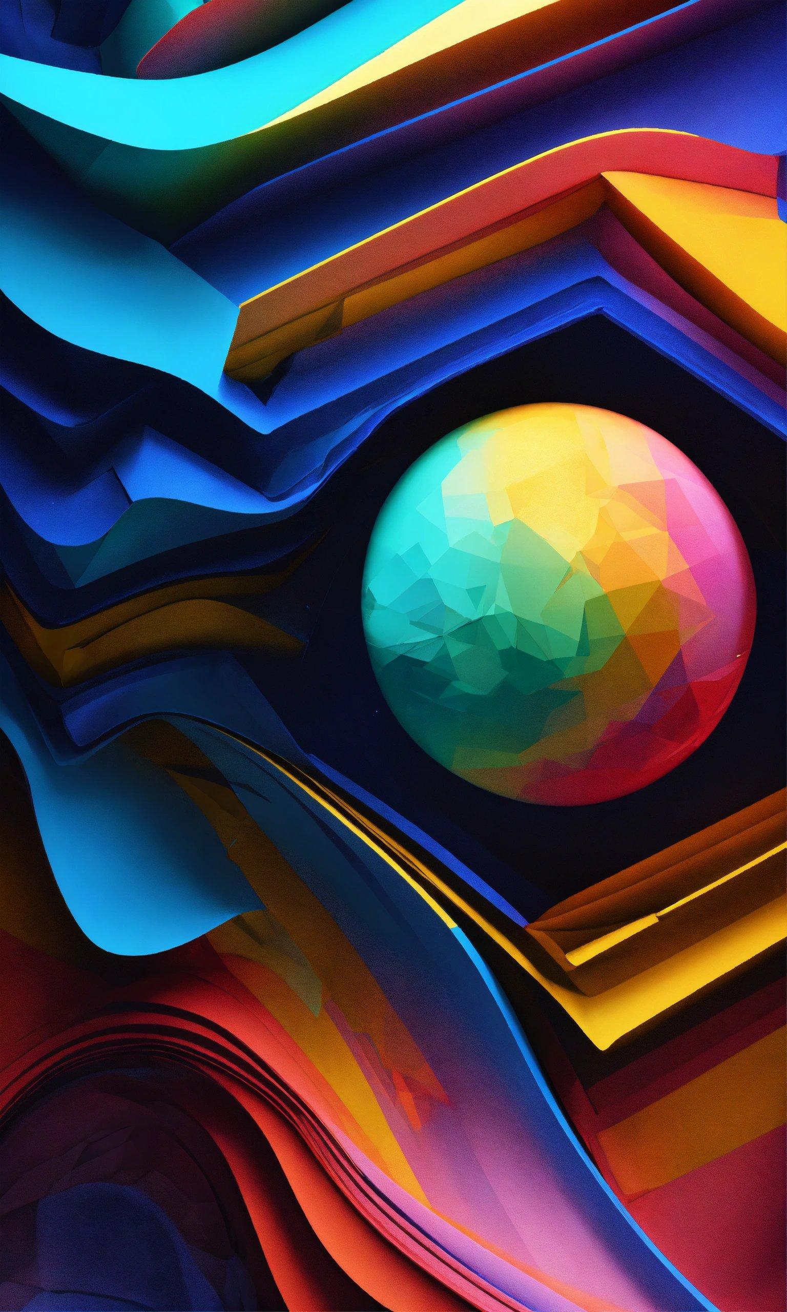 A Colorful Abstract Background With A Sphere In The Center