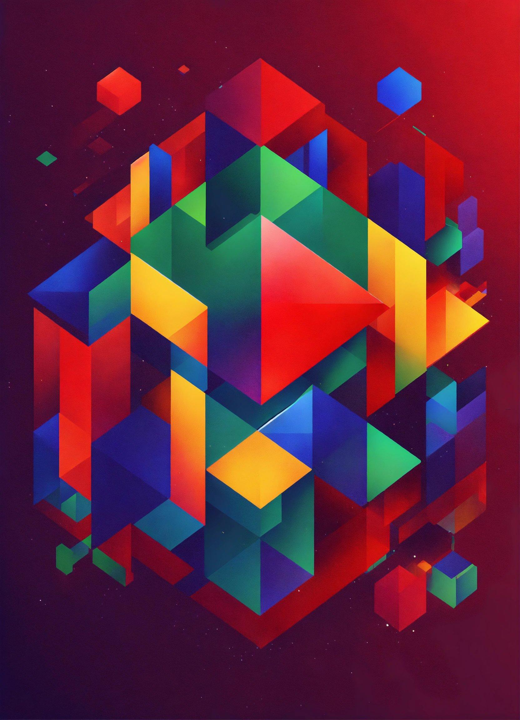 A Colorful Abstract Background With Squares And Cubes