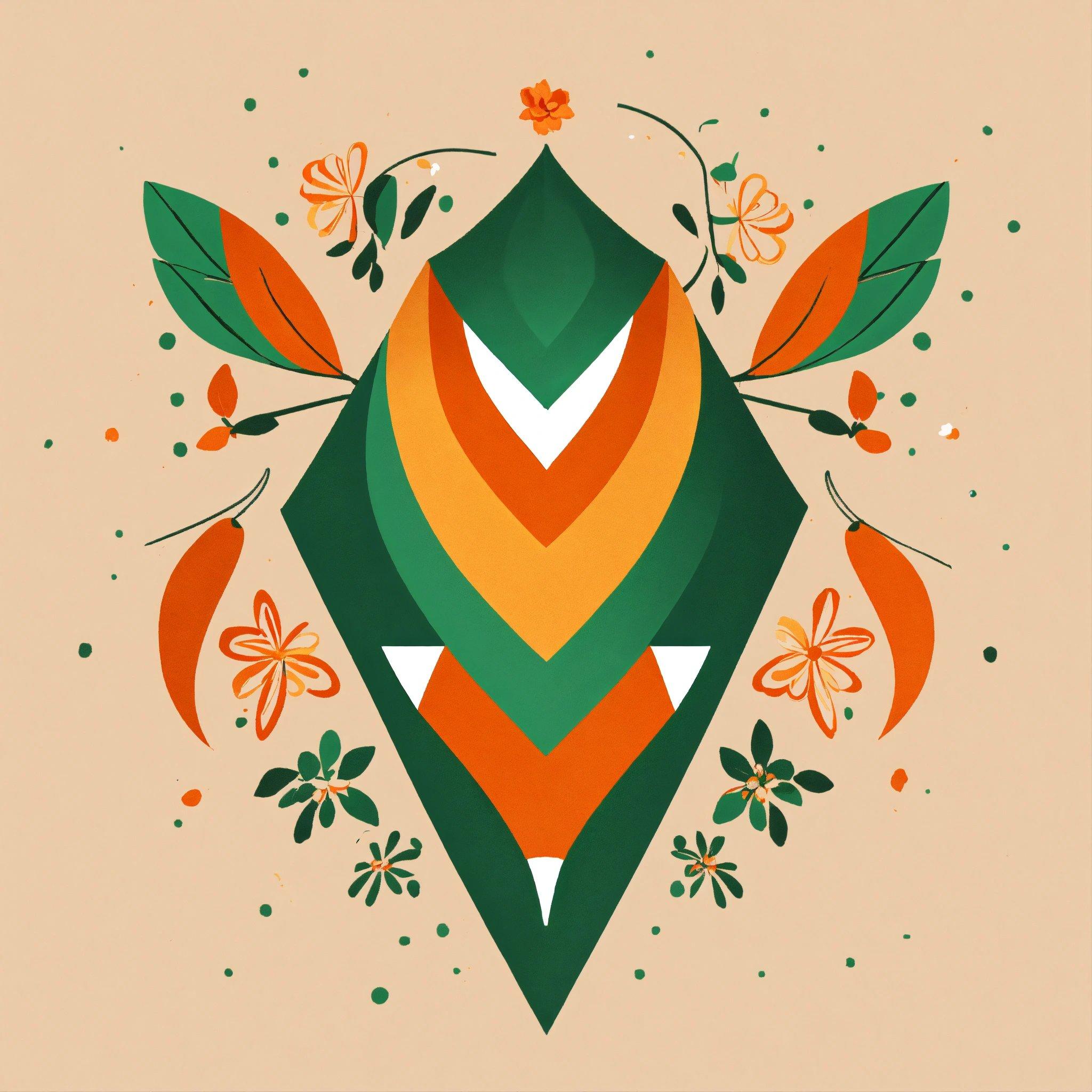 A Colorful Abstract Design With Leaves And Flowers