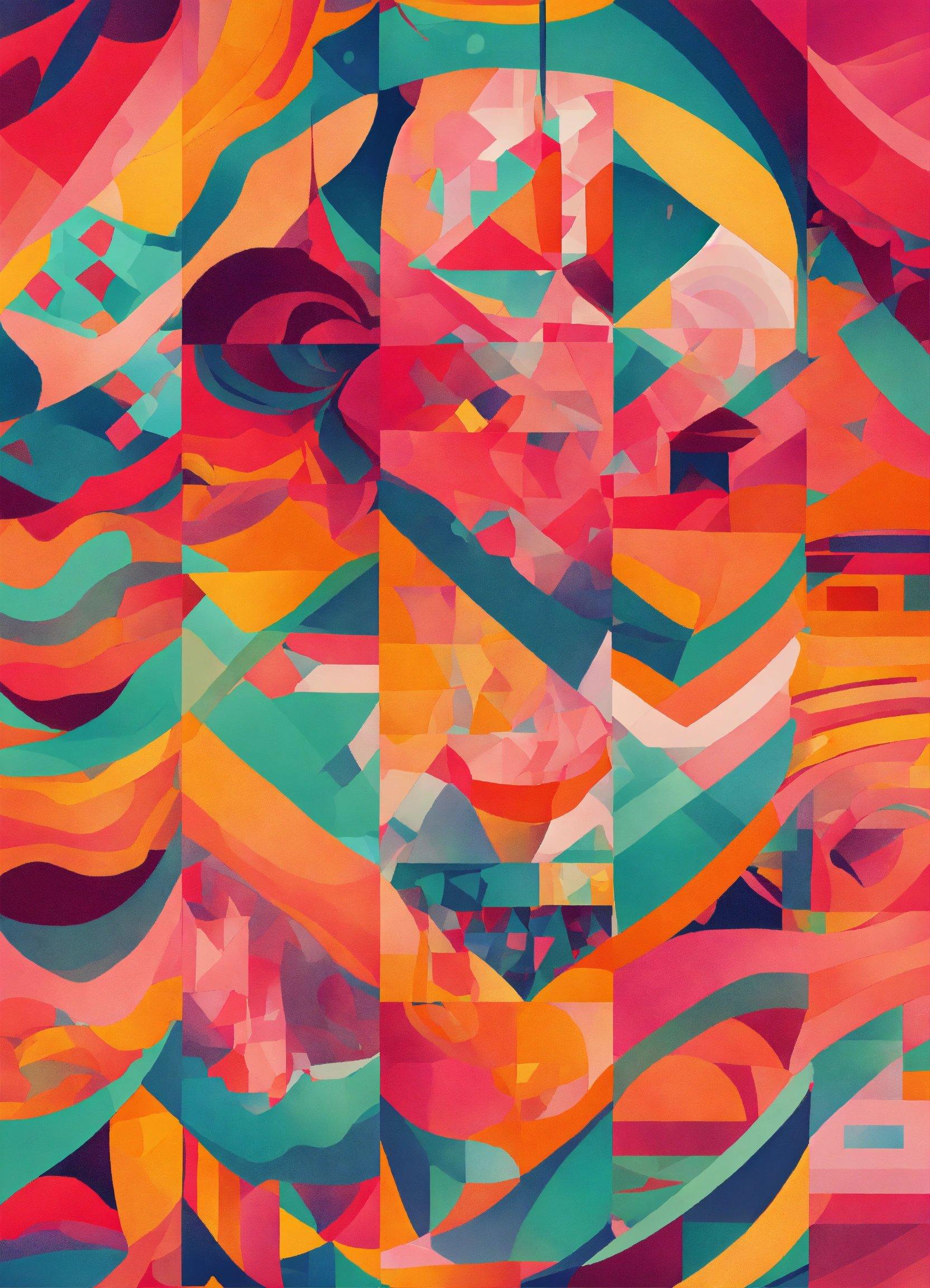 A Colorful Abstract Painting Of A Woman