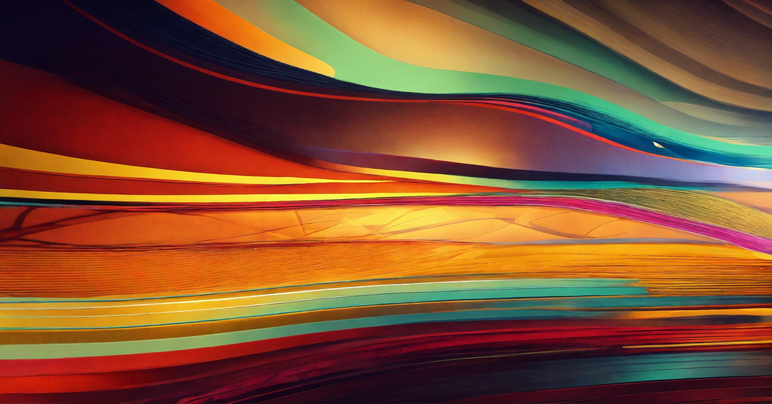 A Colorful Abstract Painting Of Lines And Curves