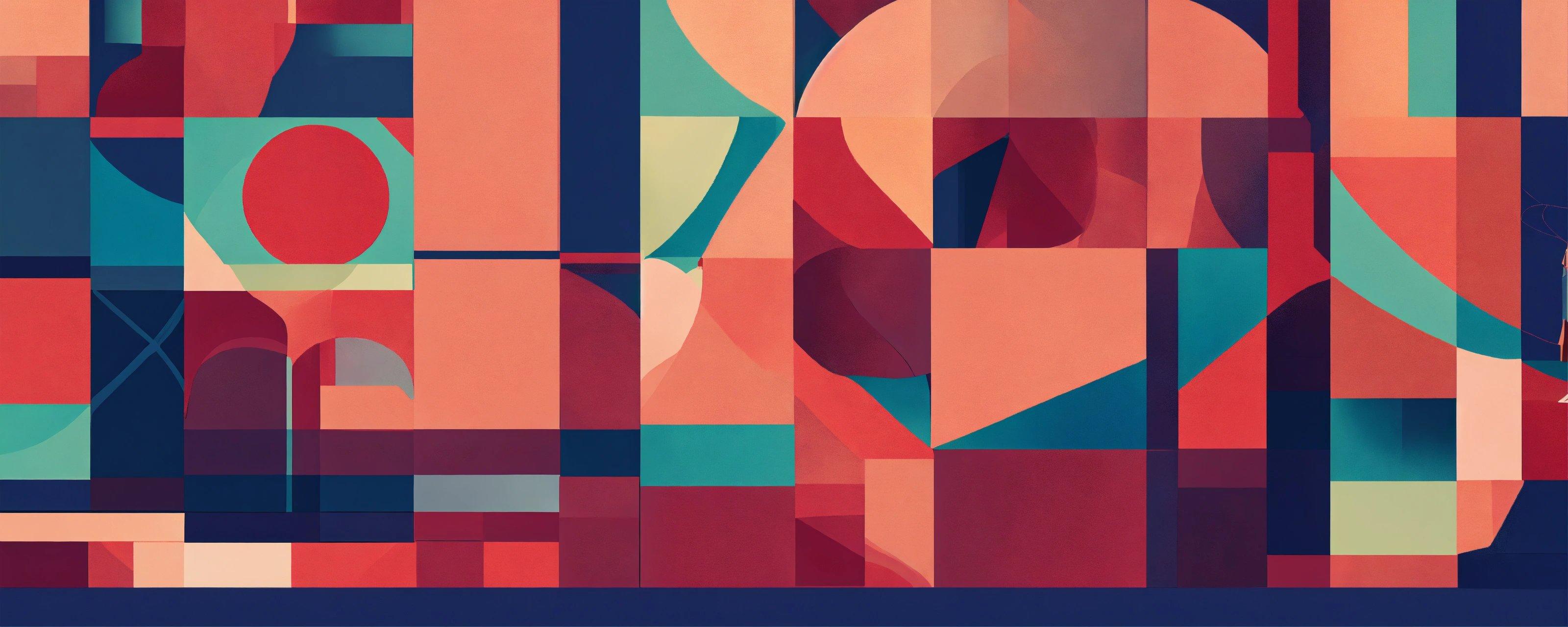 A Colorful Abstract Painting Of Shapes And Lines