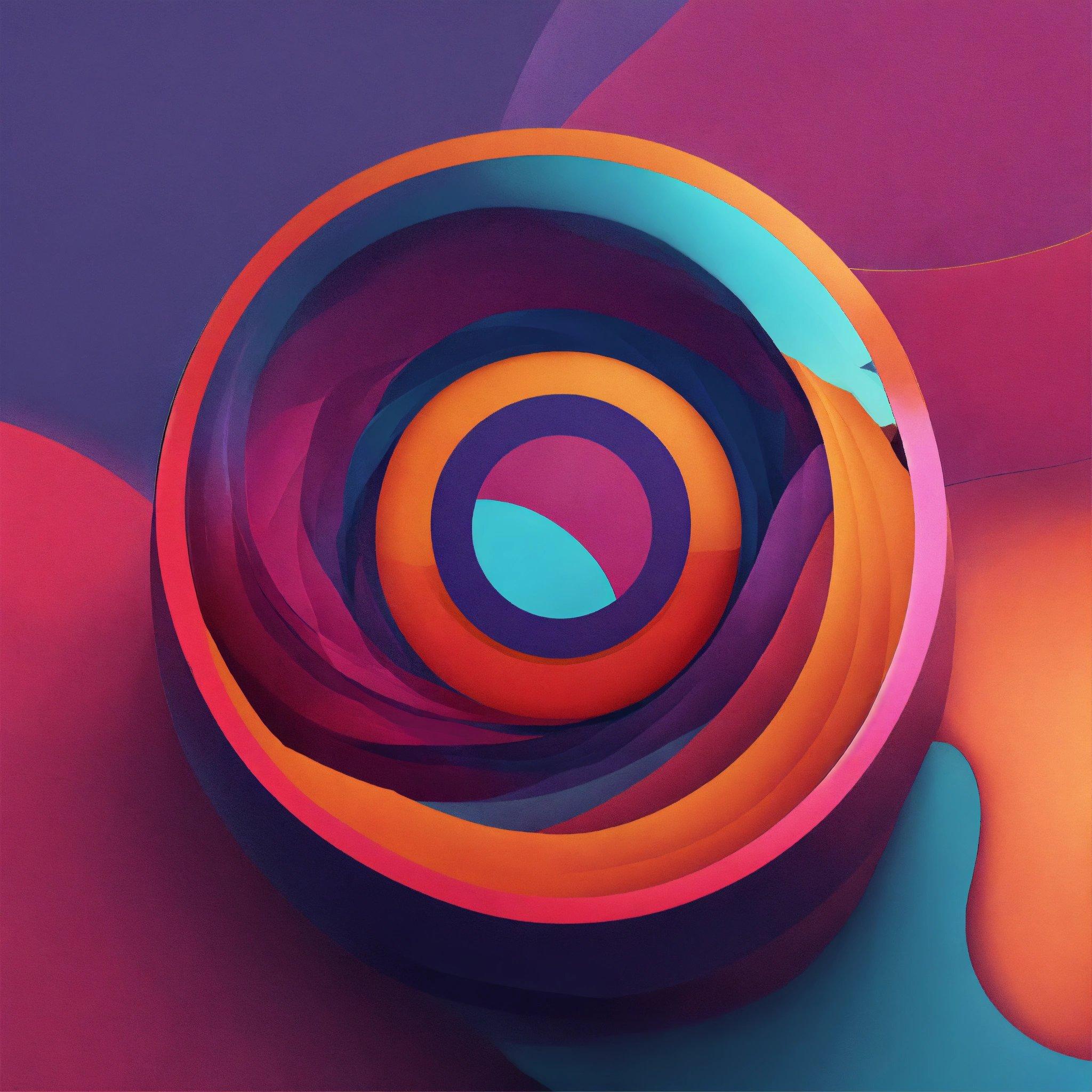 A Colorful Abstract Painting With A Circular Design