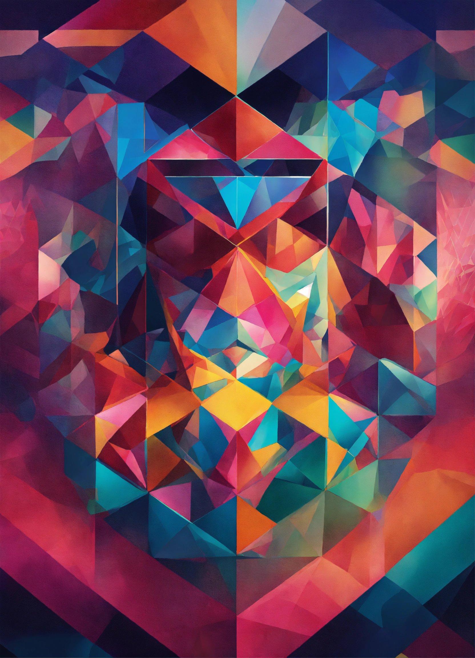 A Colorful Abstract Painting With A Square In The Middle