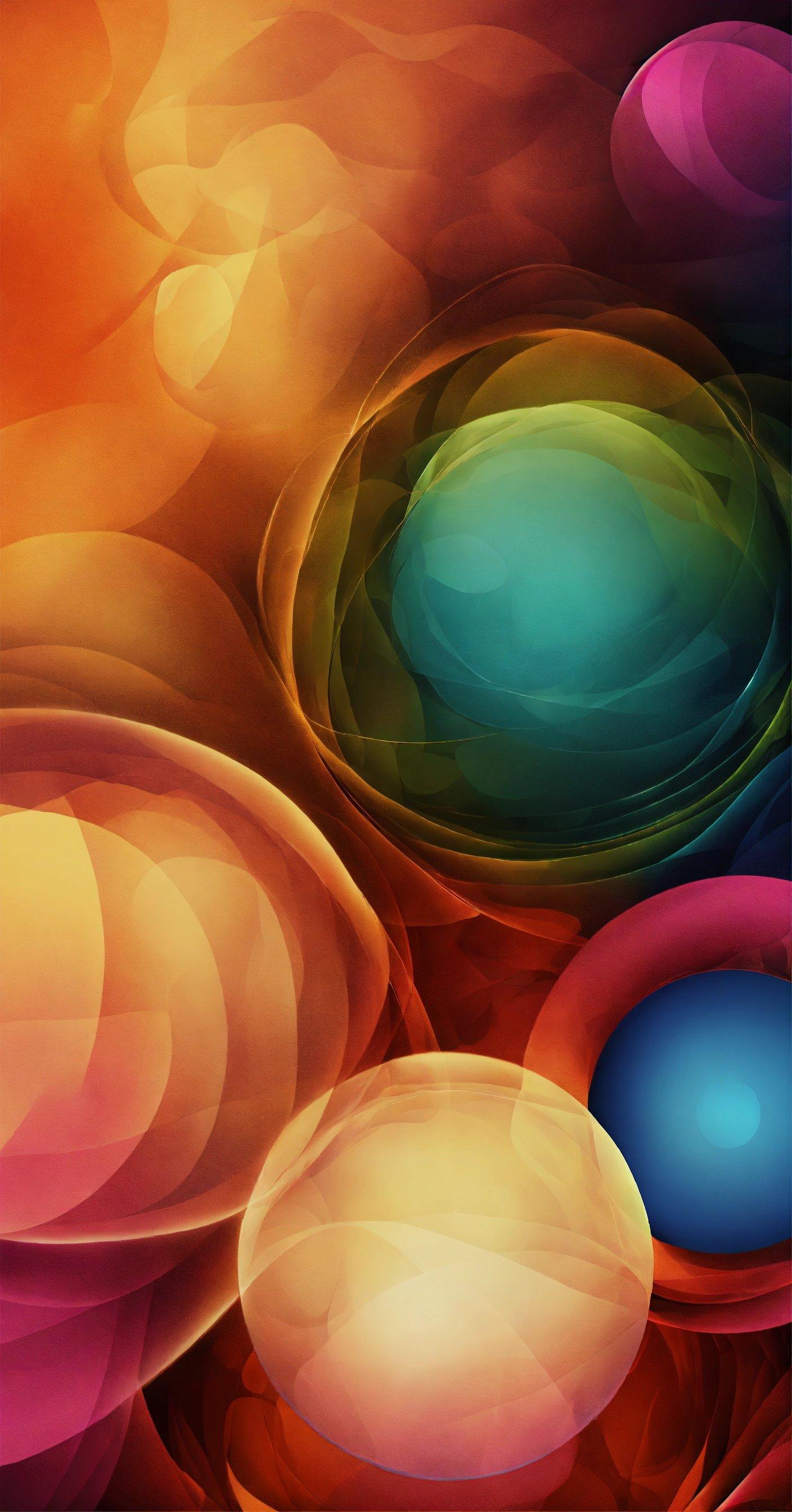 A Colorful Abstract Painting With Circles And Bubbles