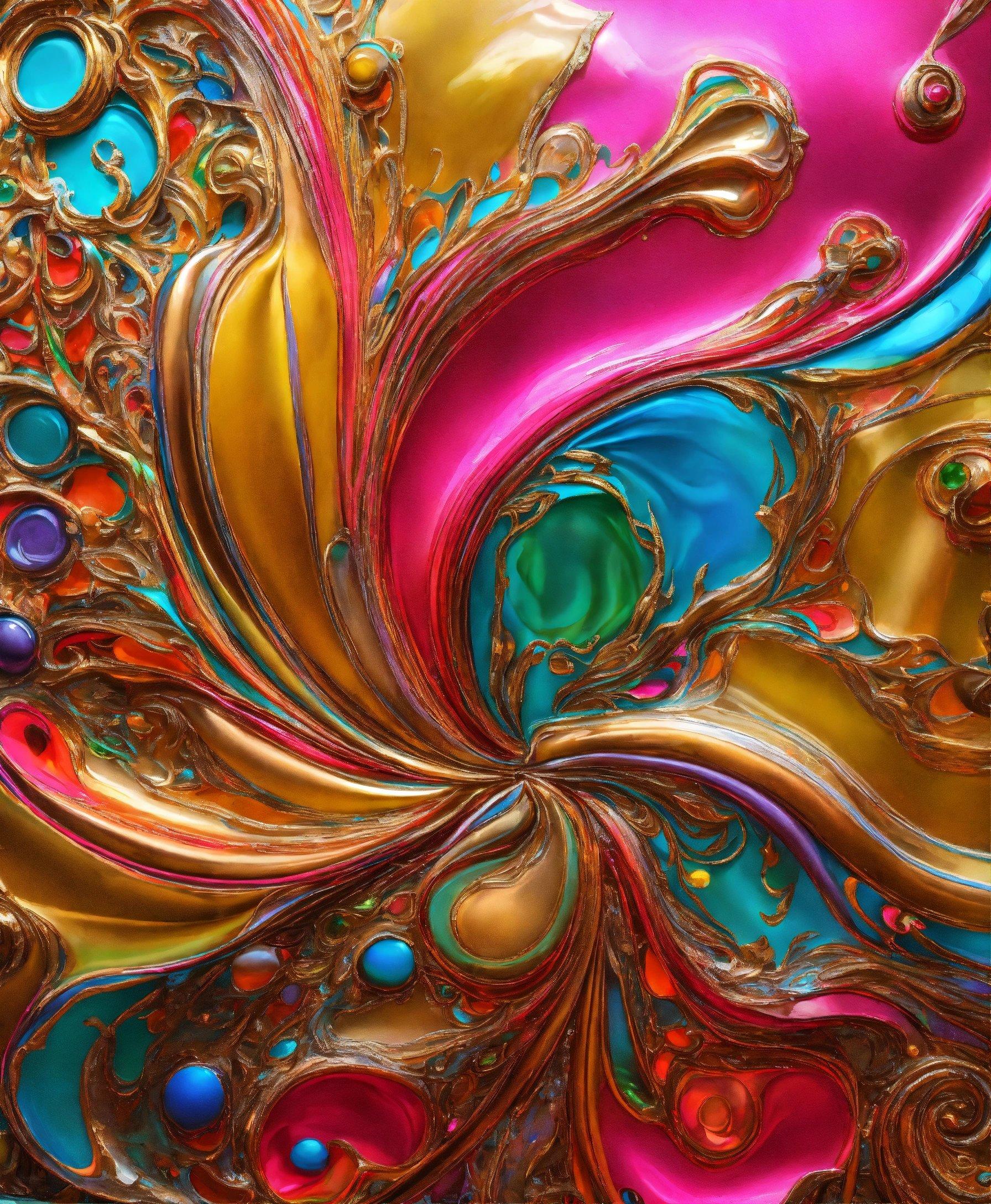 A Colorful Abstract Painting With Lots Of Different Colors