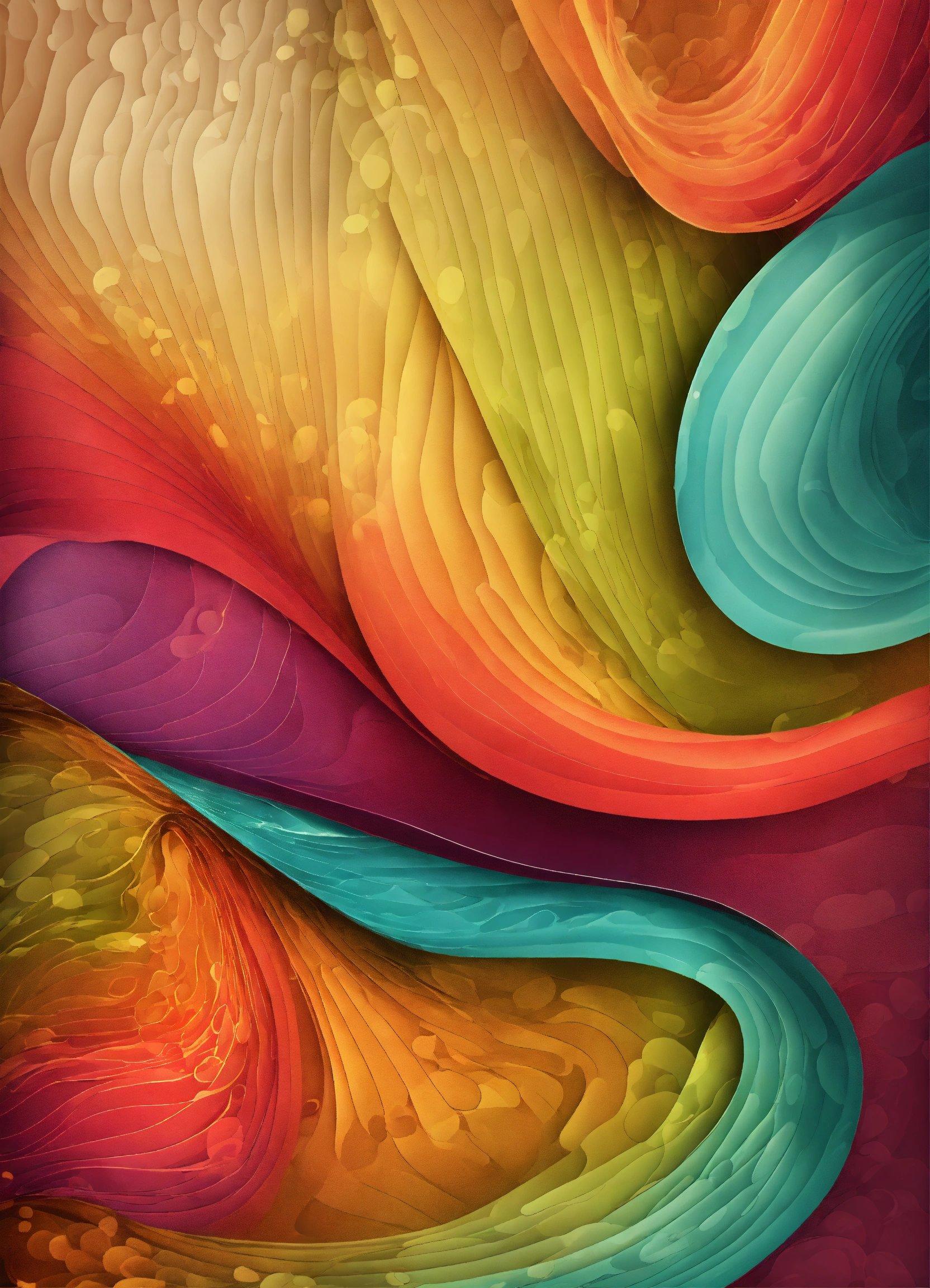 A Colorful Abstract Painting With Wavy Lines