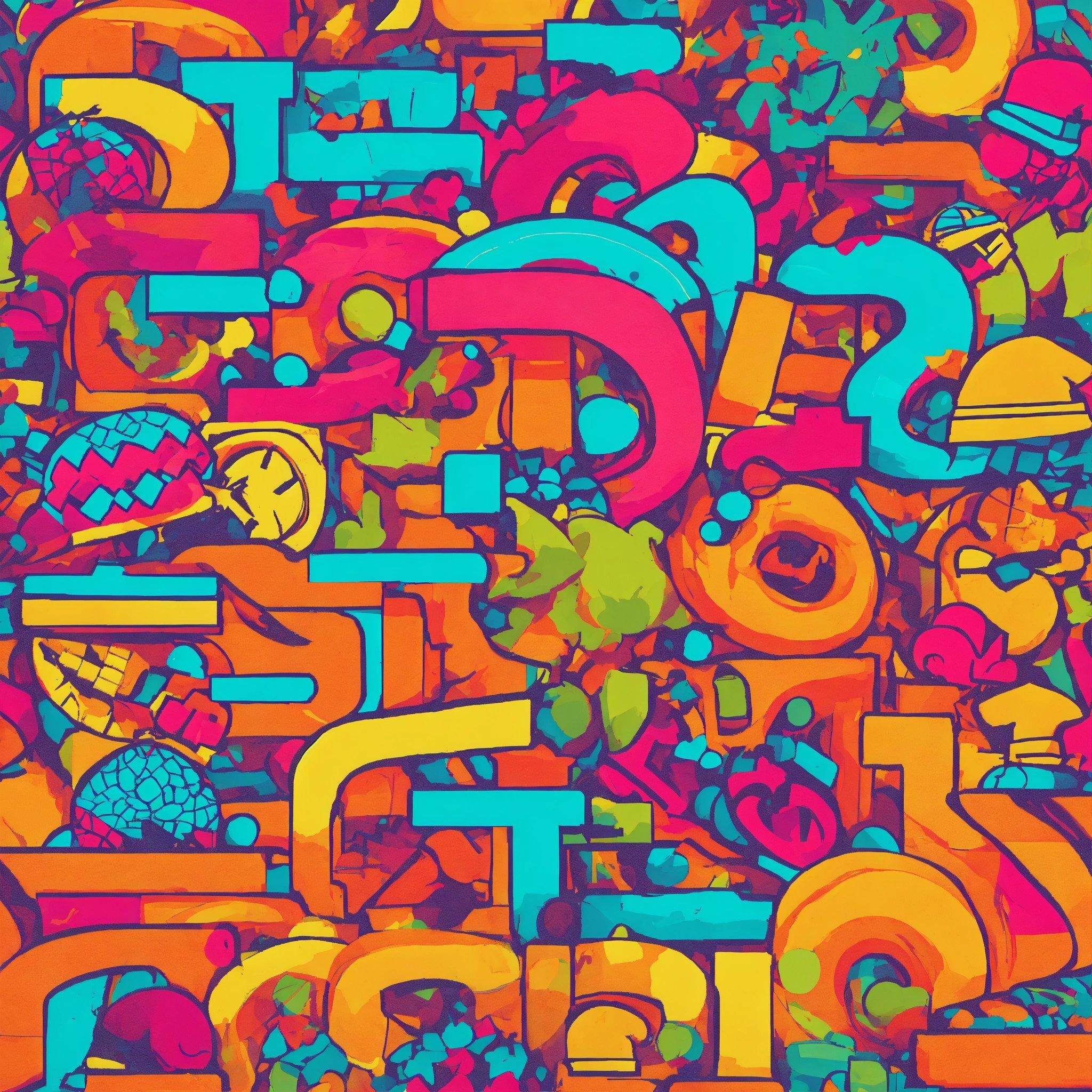 A Colorful Background With A Lot Of Letters And Numbers