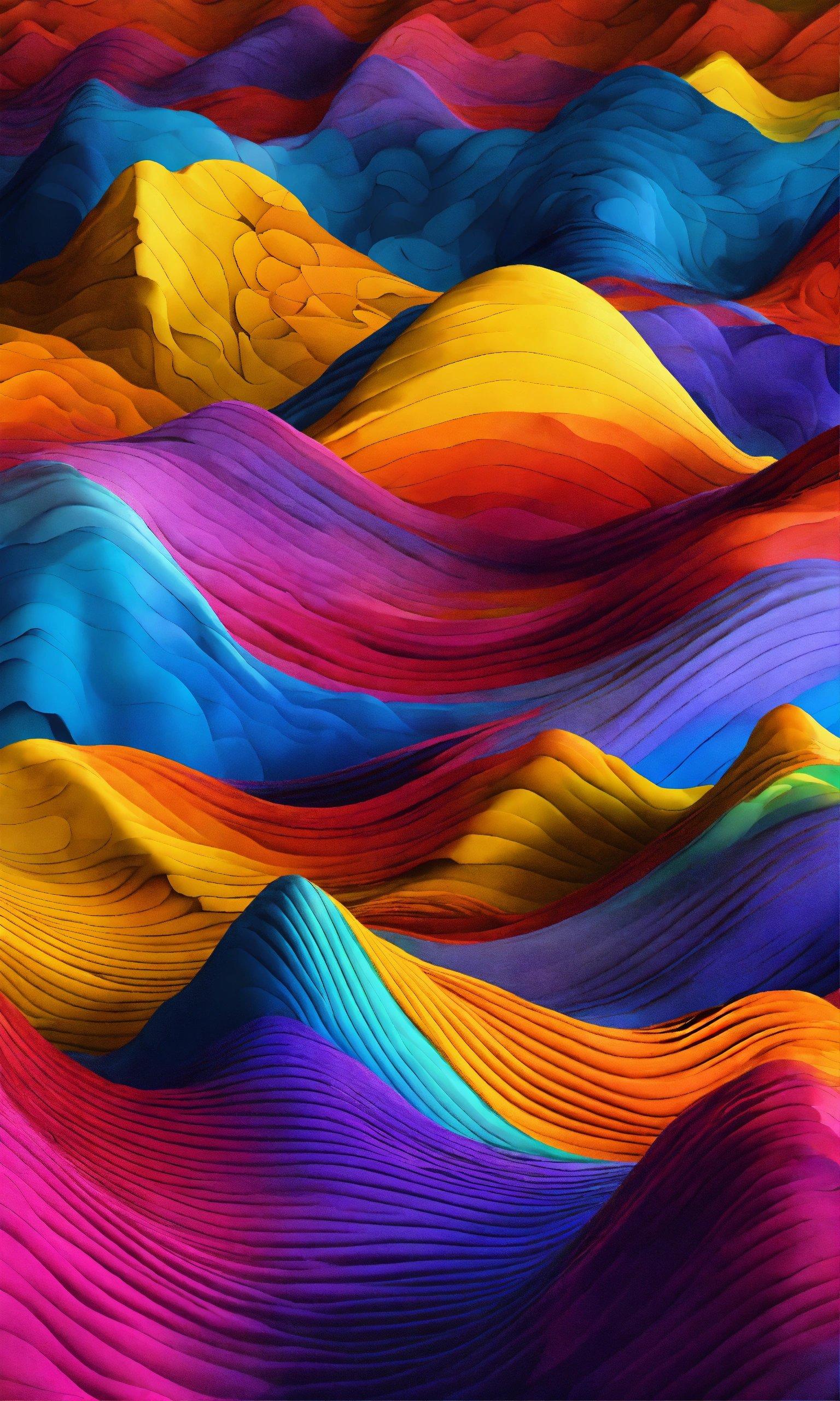 A Colorful Background With Wavy Lines Of Different Colors