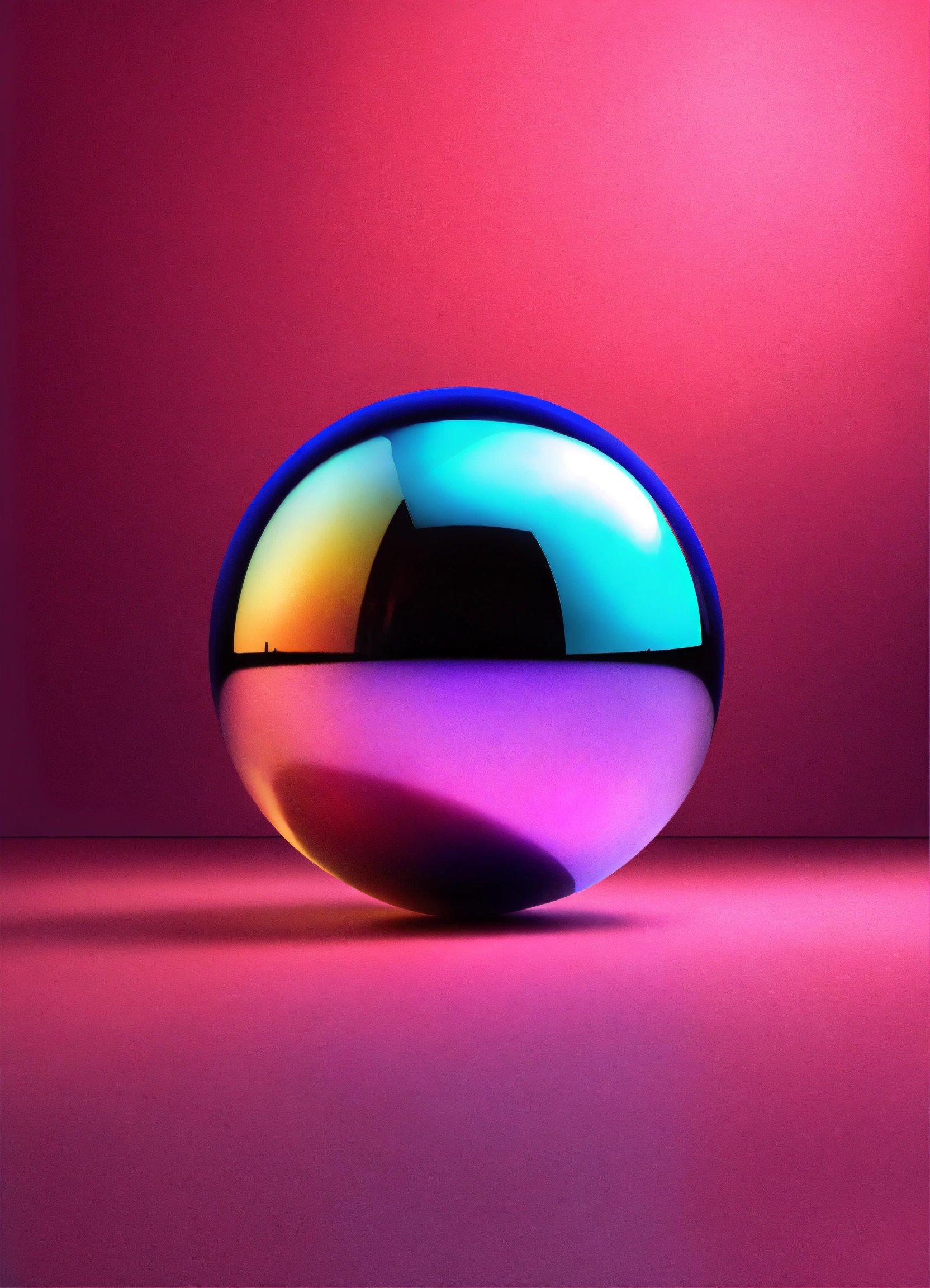 A Colorful Ball Sitting On Top Of A Pink Floor