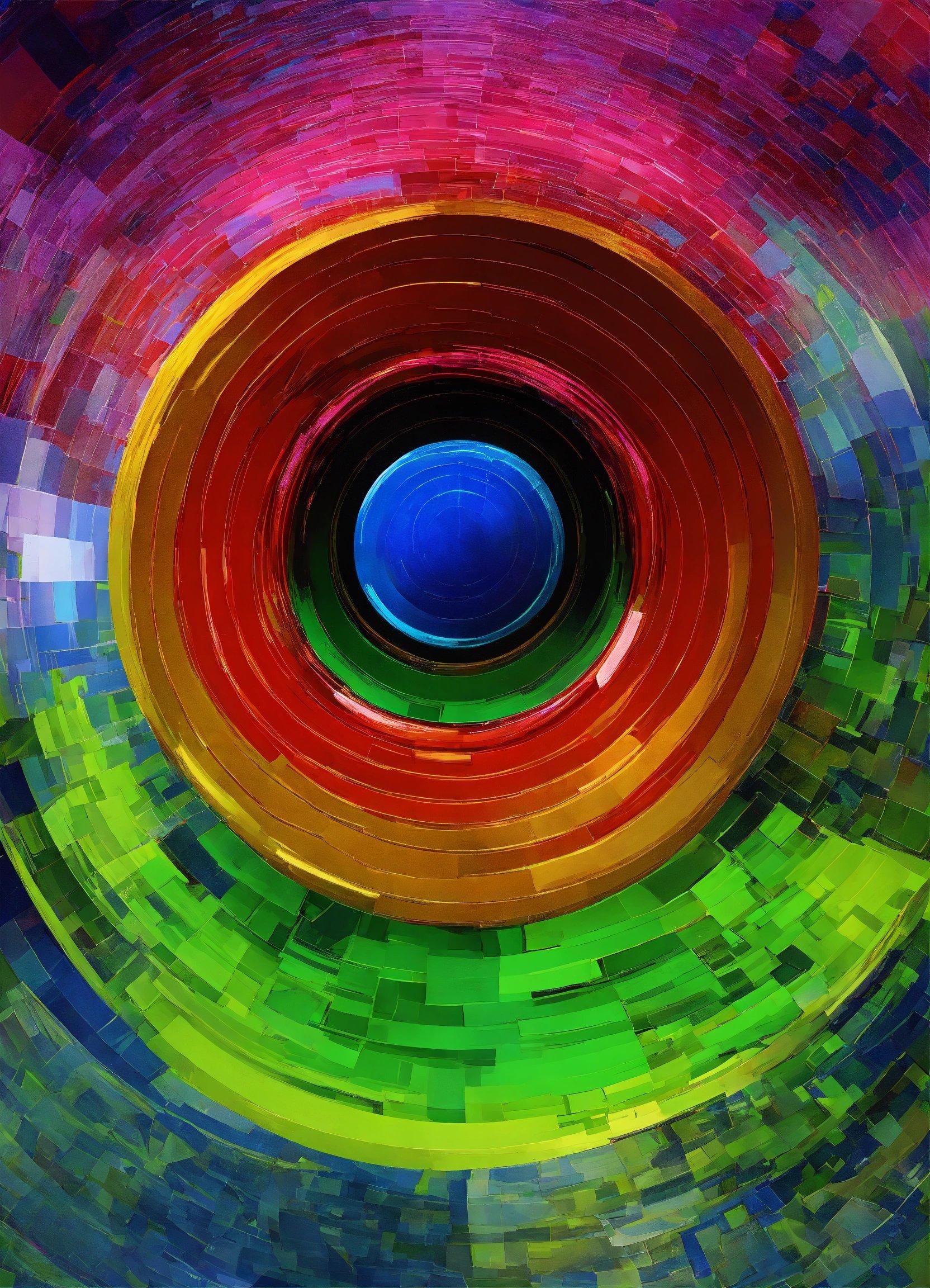 A Colorful Circular Object With A Blue Center