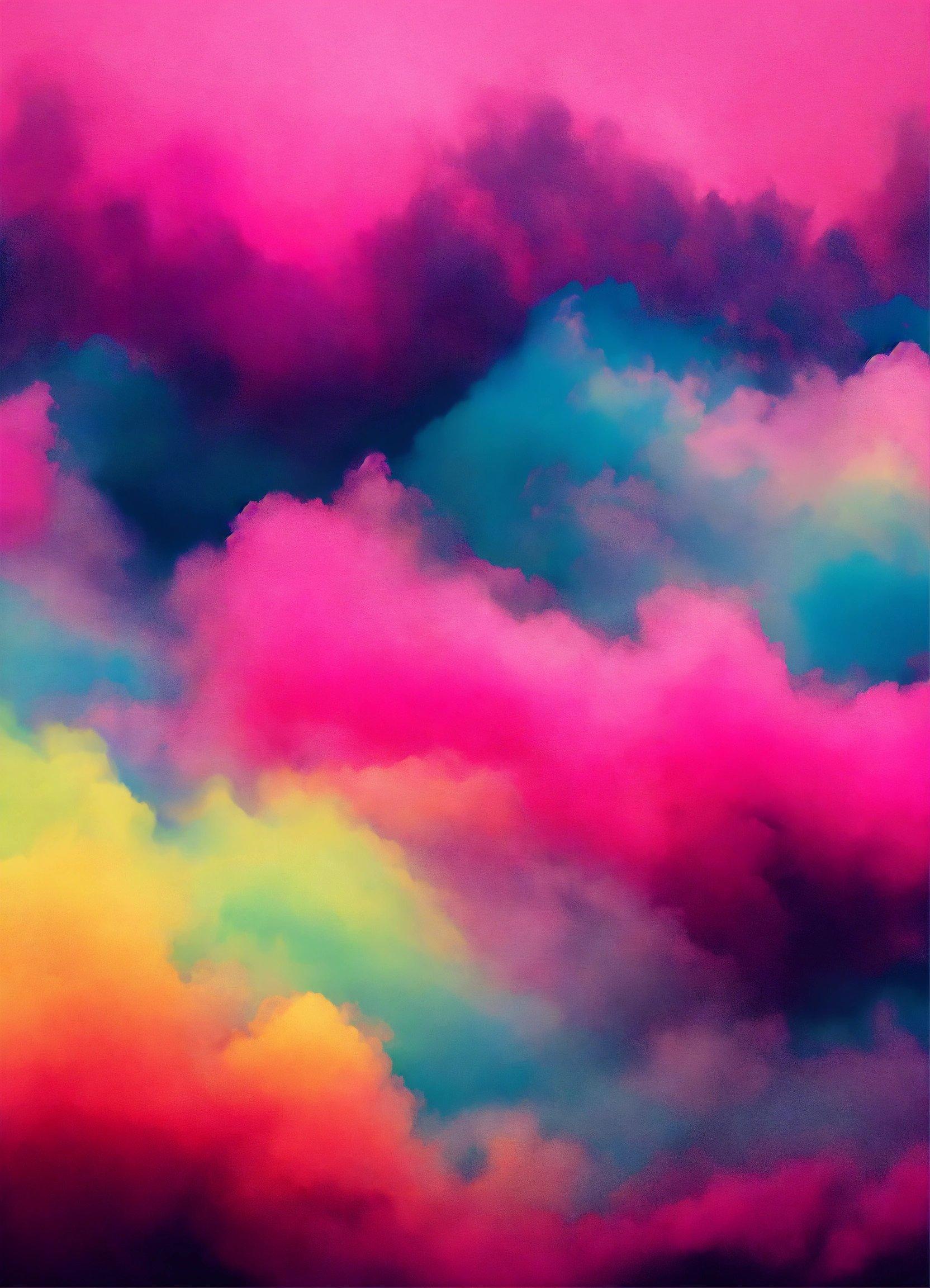 A Colorful Cloud Filled With Lots Of Pink And Blue