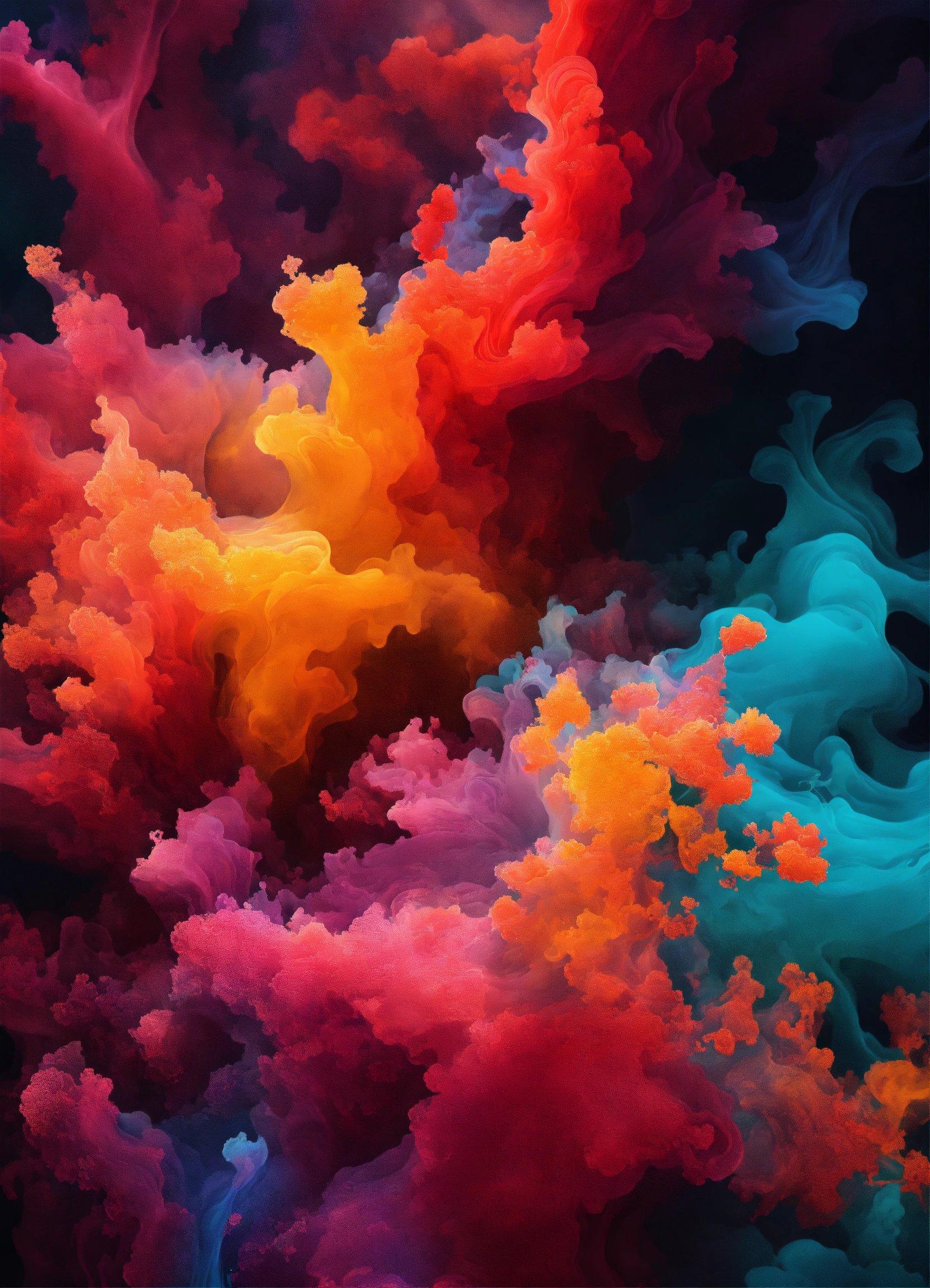 A Colorful Cloud Of Smoke Floating In The Air