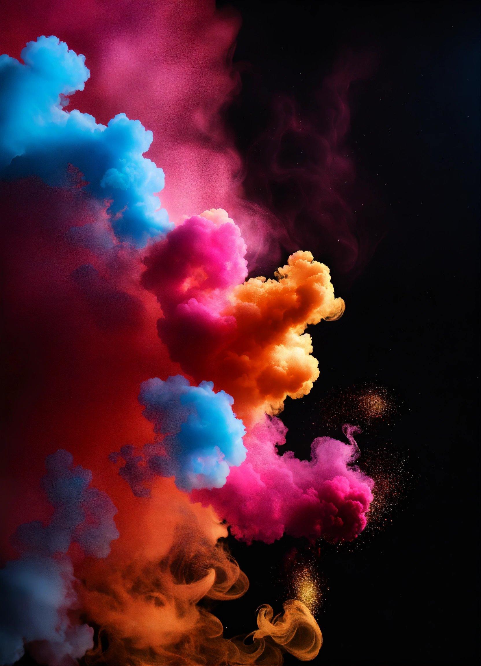 A Colorful Cloud Of Smoke On A Black Background