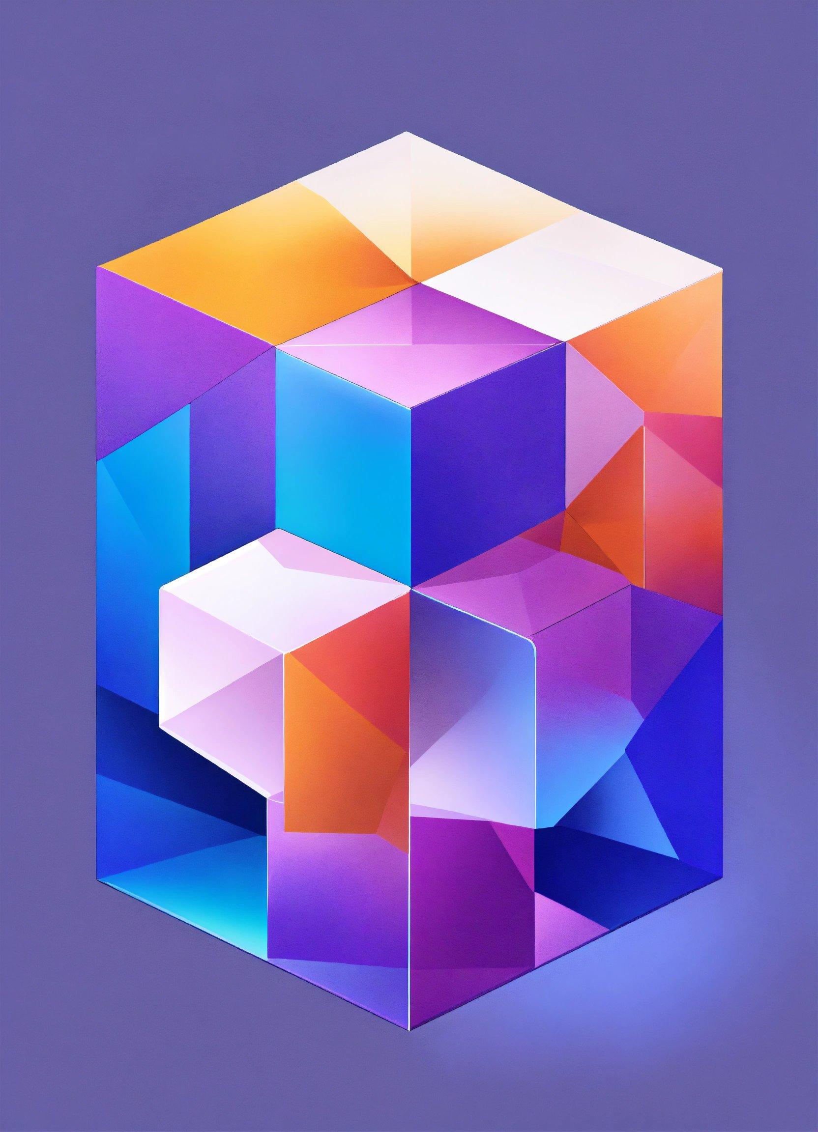 A Colorful Cube On A Purple Background