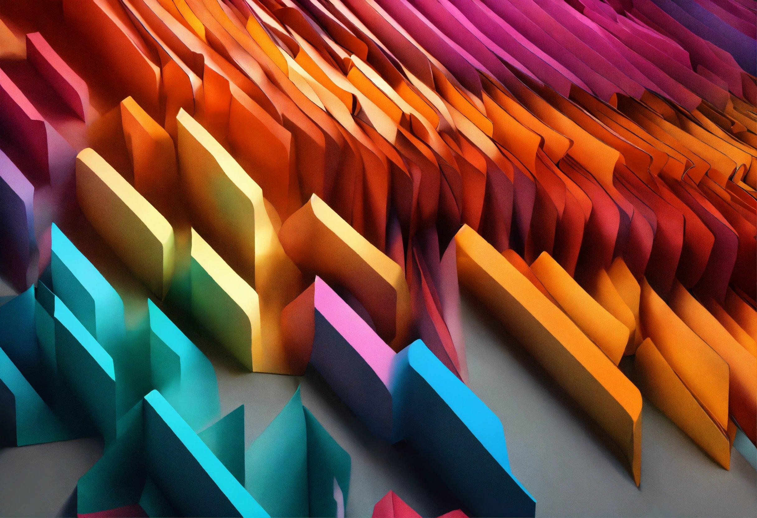 A Colorful Display Of Folded Paper On A Table