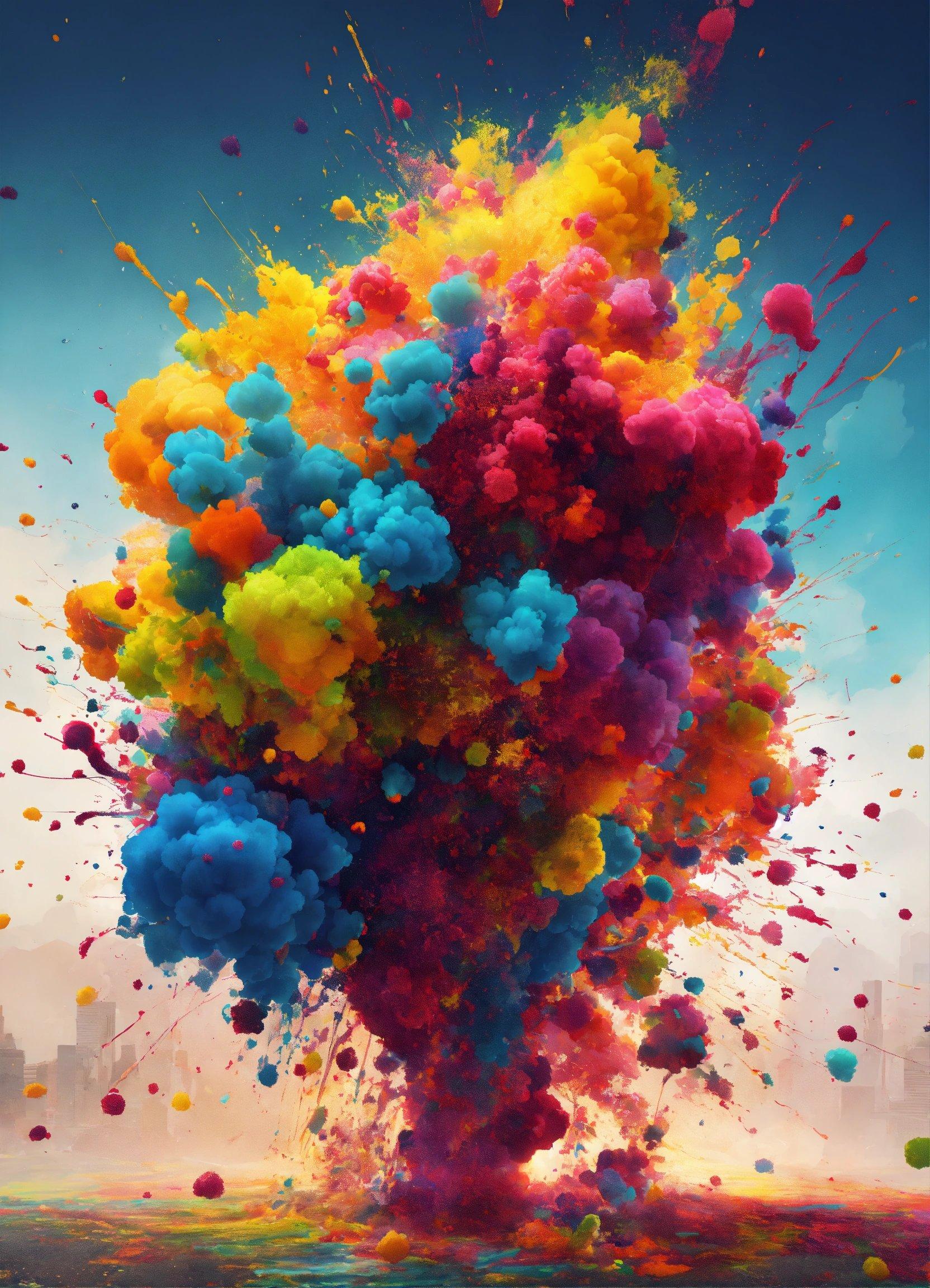 A Colorful Explosion Of Colored Powder In The Air